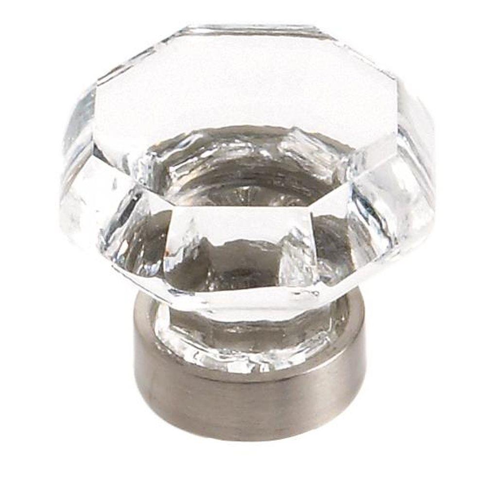Traditional Classics 1-5/16 inch (33mm) Diameter Clear/Satin Nickel Cabinet Knob