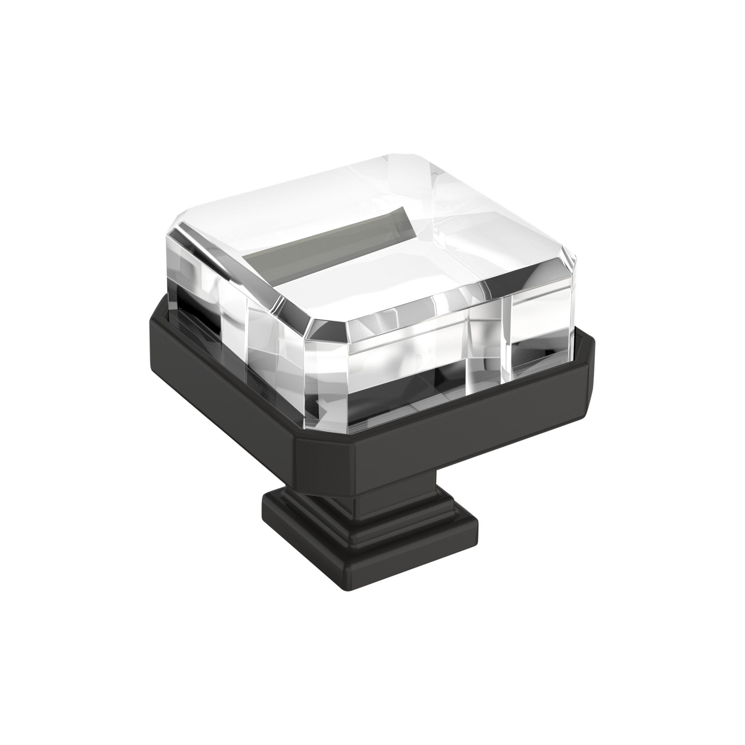 Glacio 1-3/8 inch (35mm) Length Clear/Black Bronze Cabinet Knob