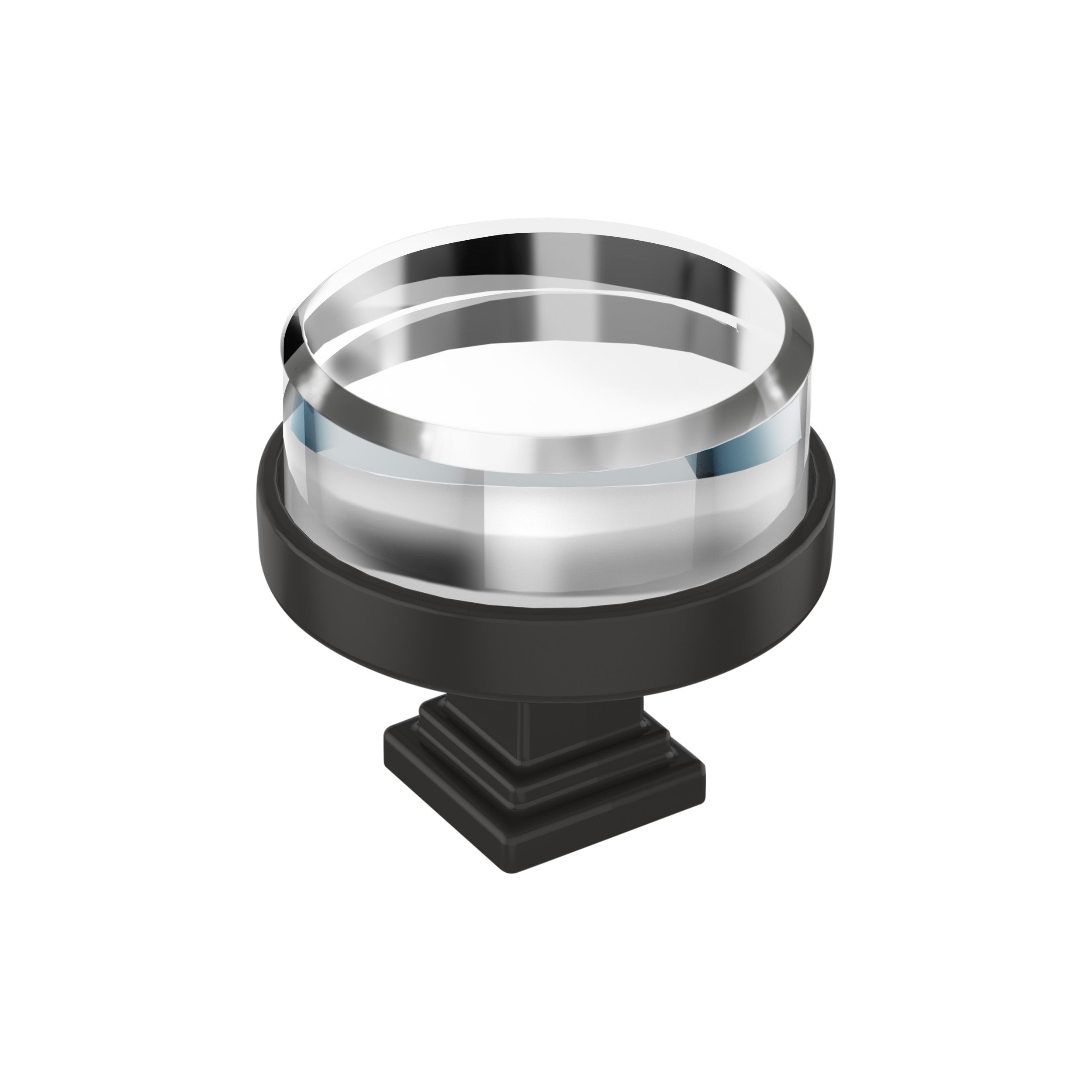 Glacio 1-1/2 inch (38mm) Diameter Clear/Black Bronze Cabinet Knob