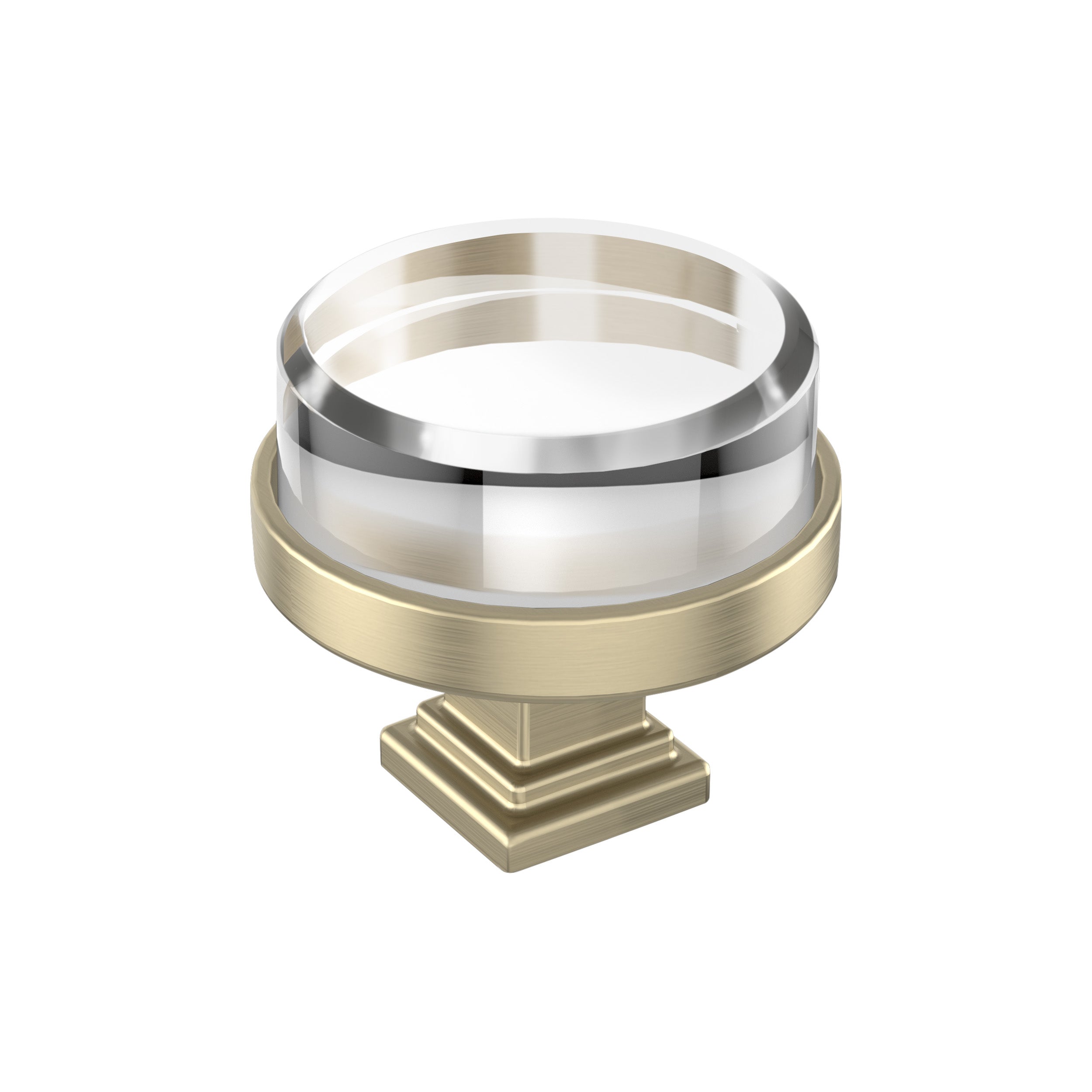 Glacio 1-1/2 inch (38mm) Diameter Clear/Golden Champagne Cabinet Knob