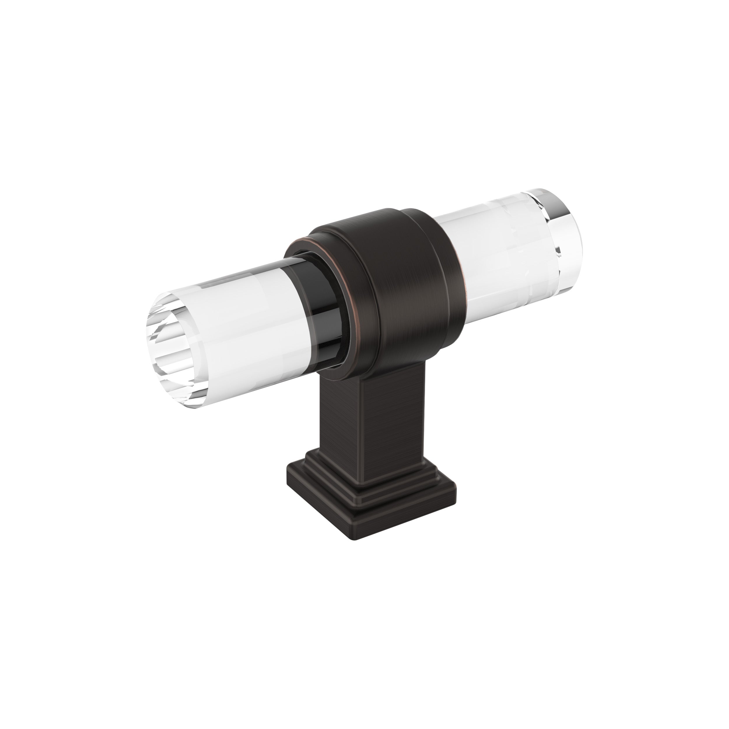 Glacio 2-1/8 inch (54mm) Length Clear/Oil-Rubbed Bronze Cabinet Knob