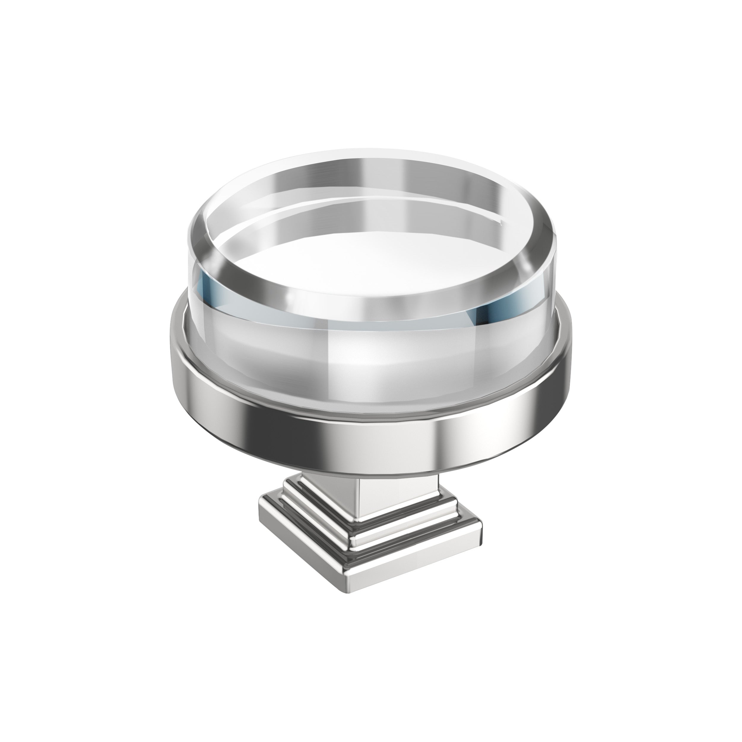 Glacio 1-1/2 inch (38mm) Diameter Clear/Polished Chrome Cabinet Knob