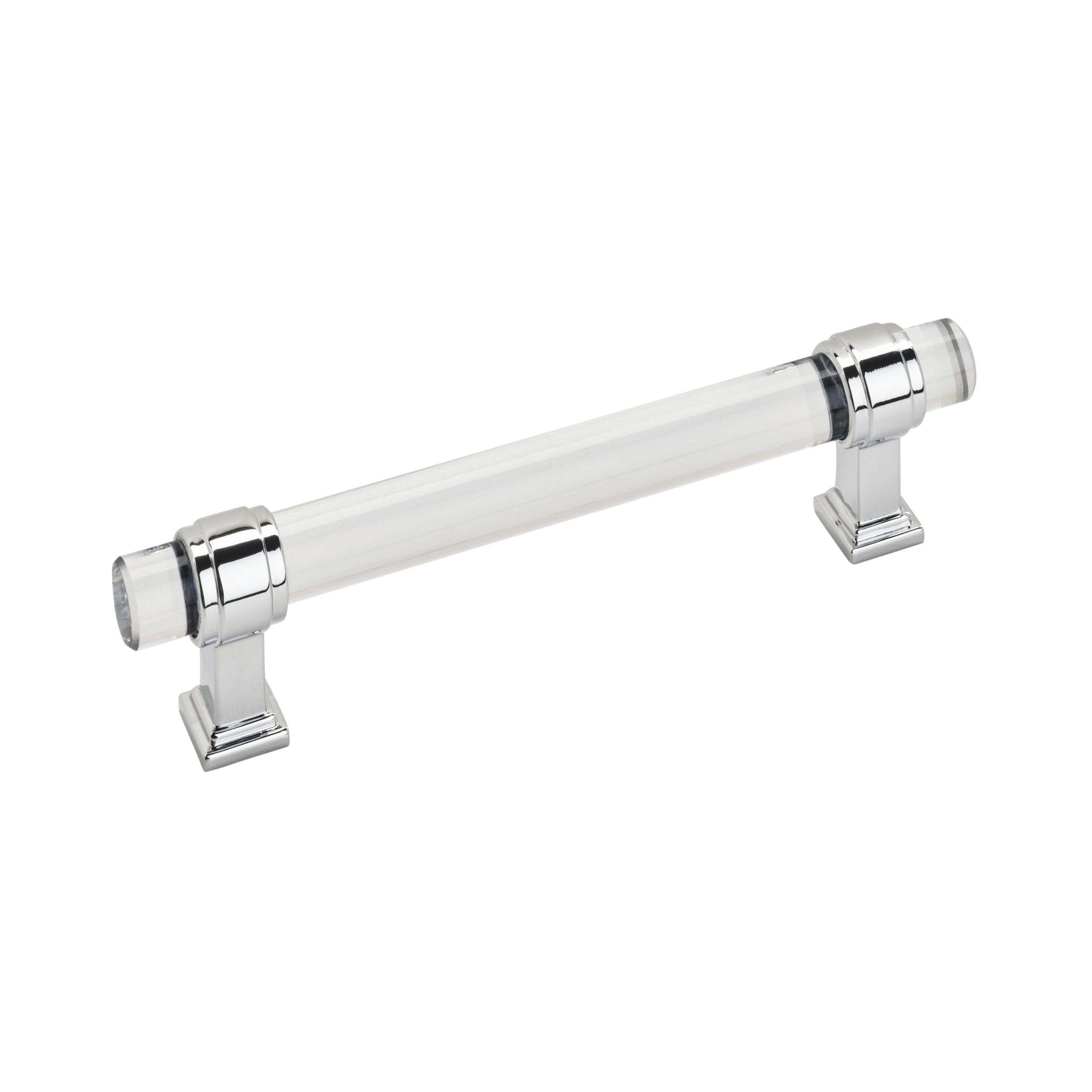 Glacio 5-1/16 inch (128mm) Center-to-Center Clear/Polished Chrome Cabinet Pull