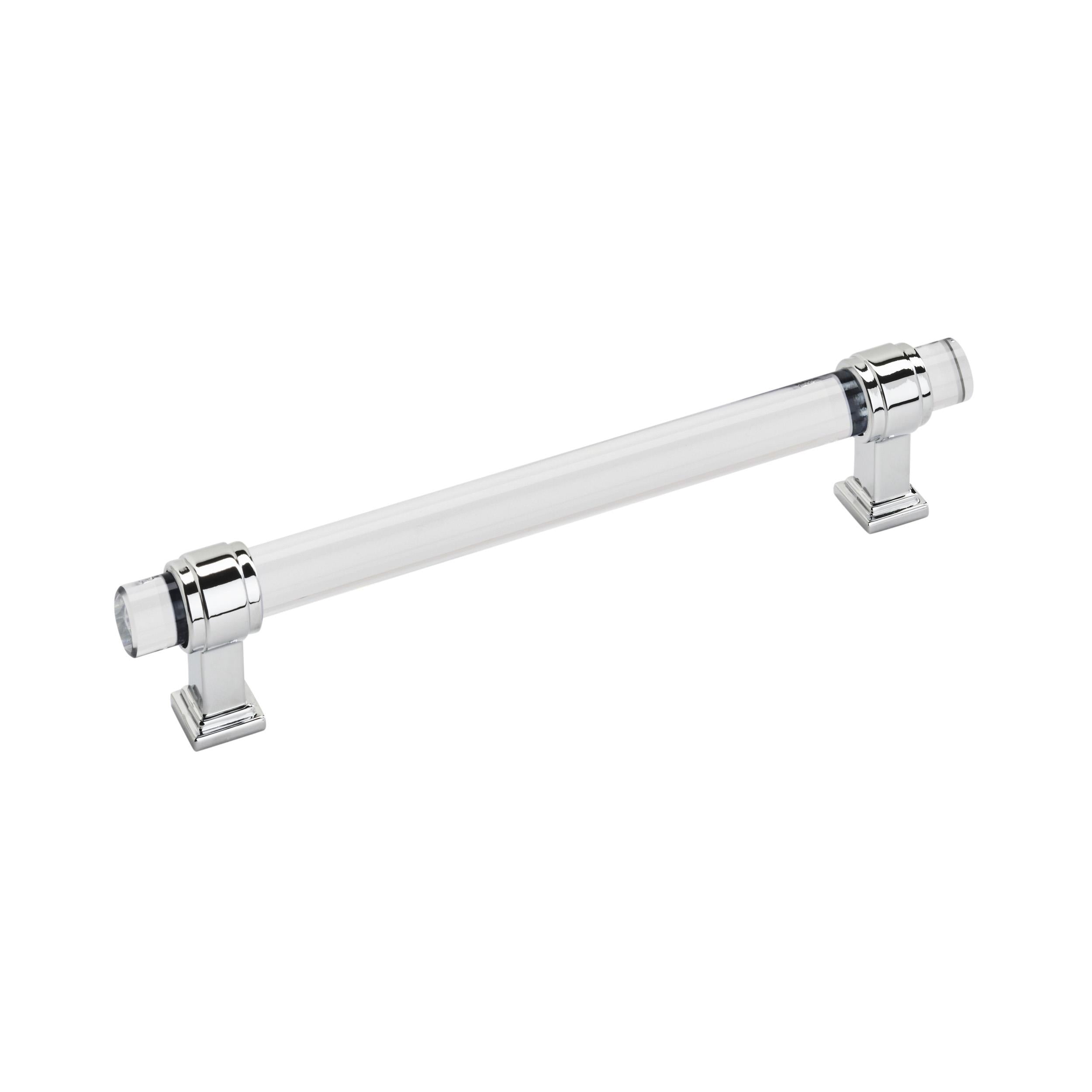 Glacio 6-5/16 inch (160mm) Center-to-Center Clear/Polished Chrome Cabinet Pull