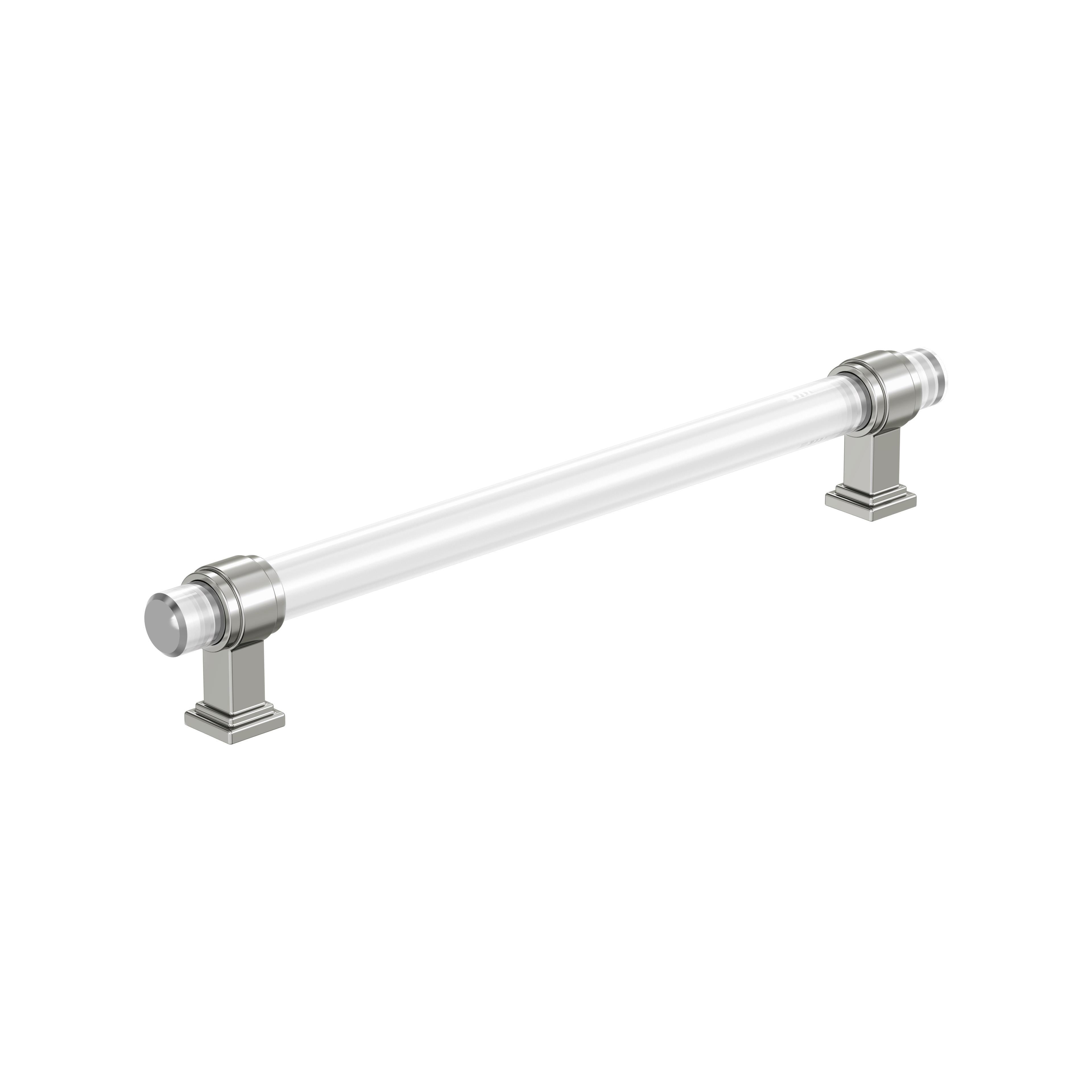 Glacio 8 inch (203mm) Center-to-Center Clear/Polished Chrome Cabinet Pull