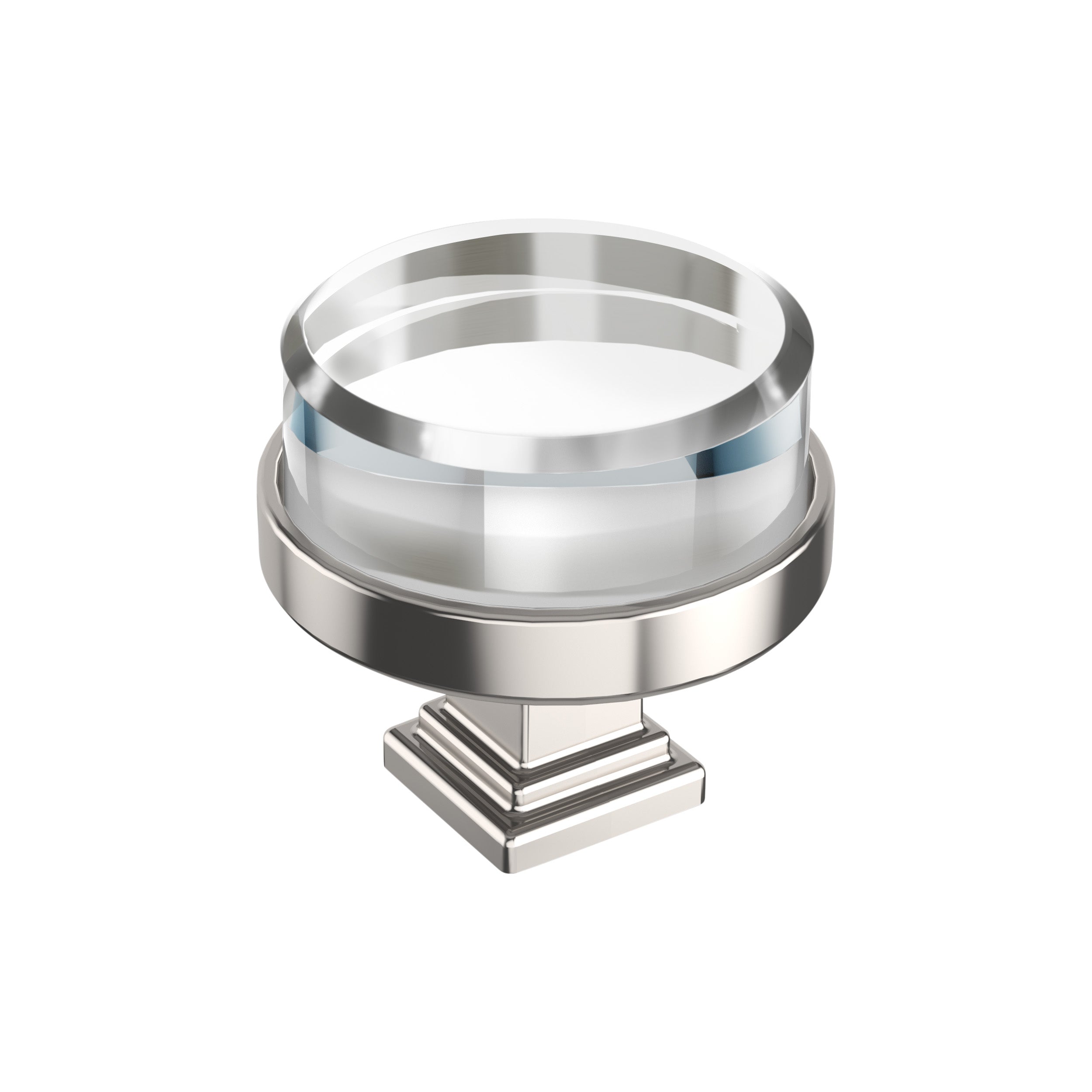 Glacio 1-1/2 inch (38mm) Diameter Clear/Polished Nickel Cabinet Knob