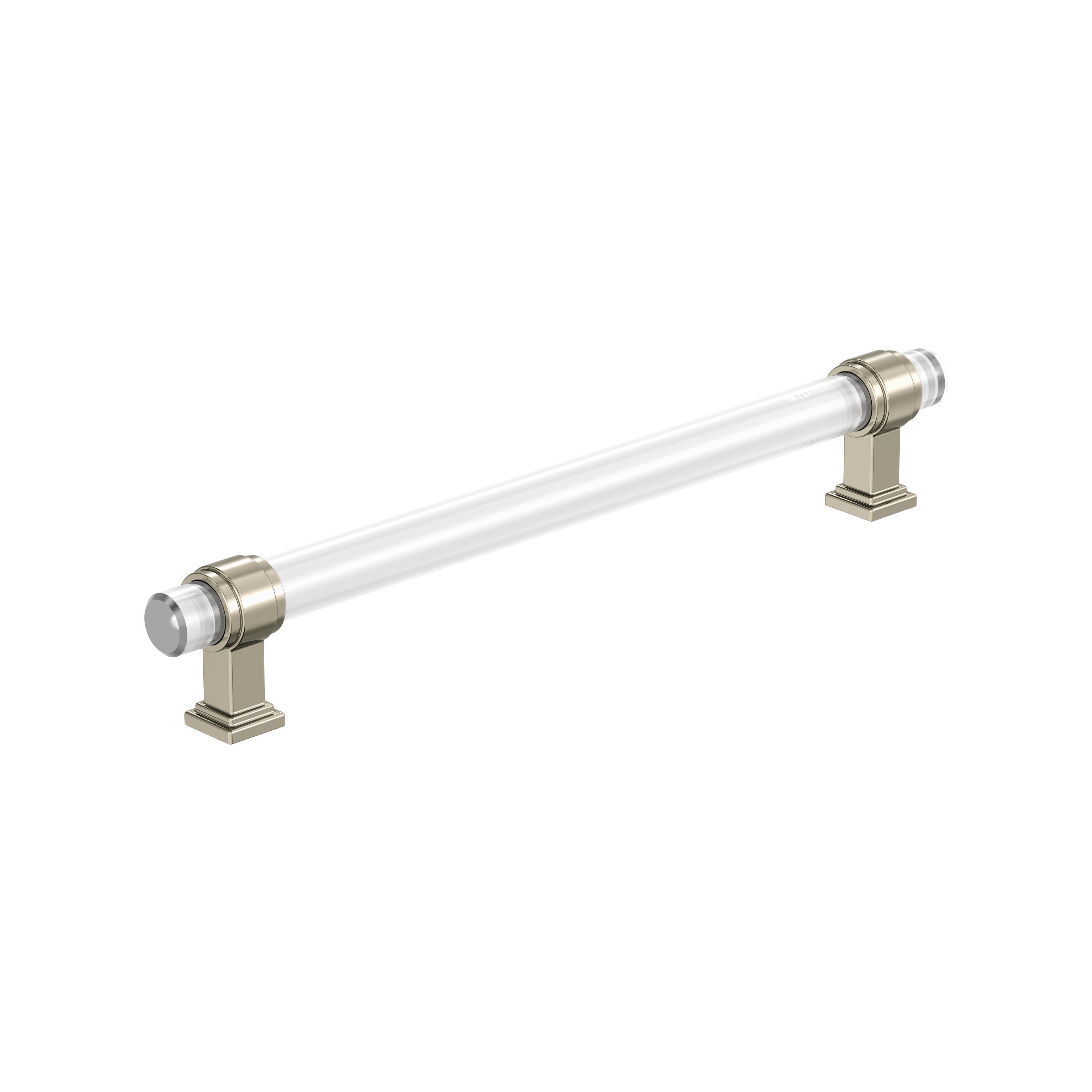 Glacio 8 inch (203mm) Center-to-Center Clear/Polished Nickel Cabinet Pull