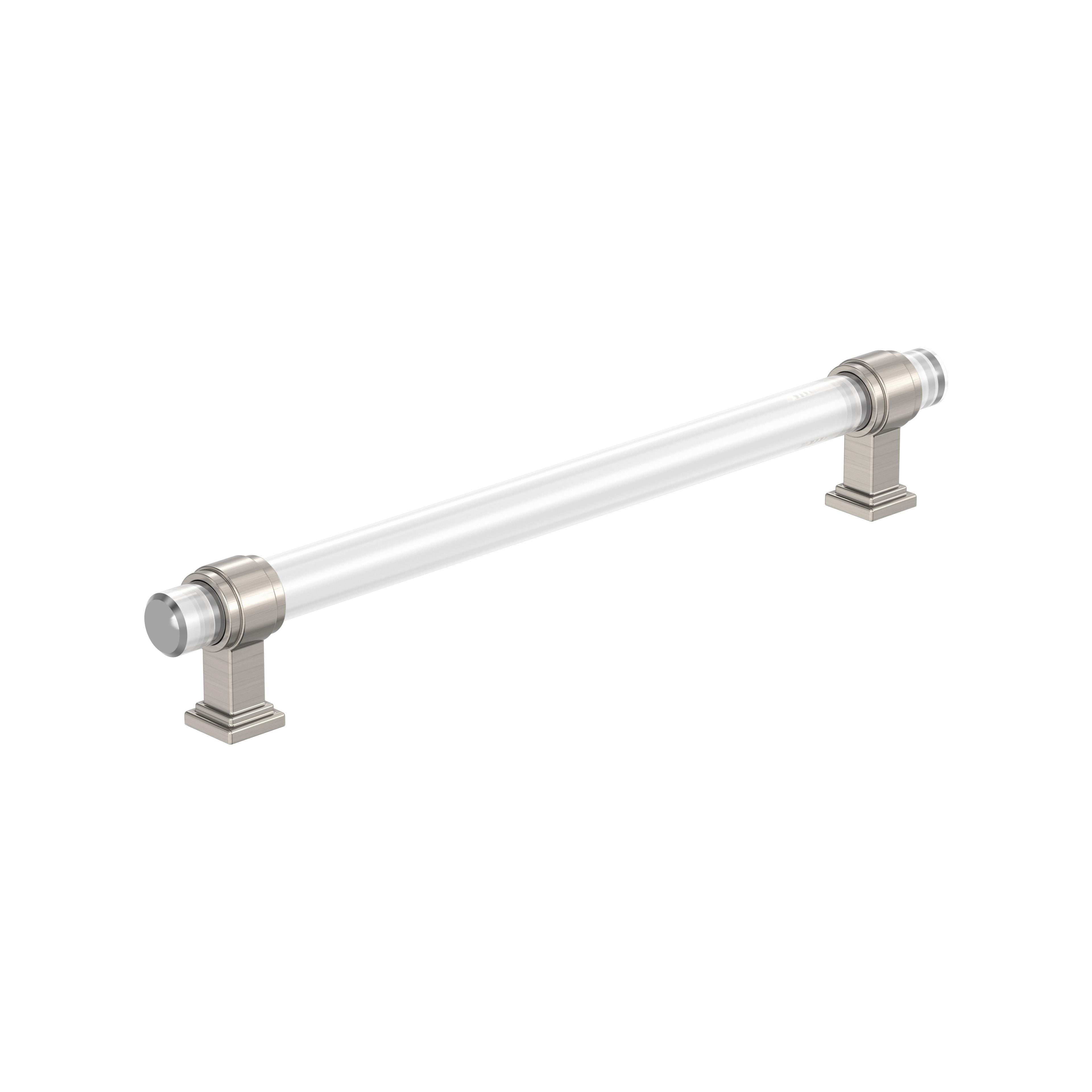Glacio 8 inch (203mm) Center-to-Center Clear/Satin Nickel Cabinet Pull