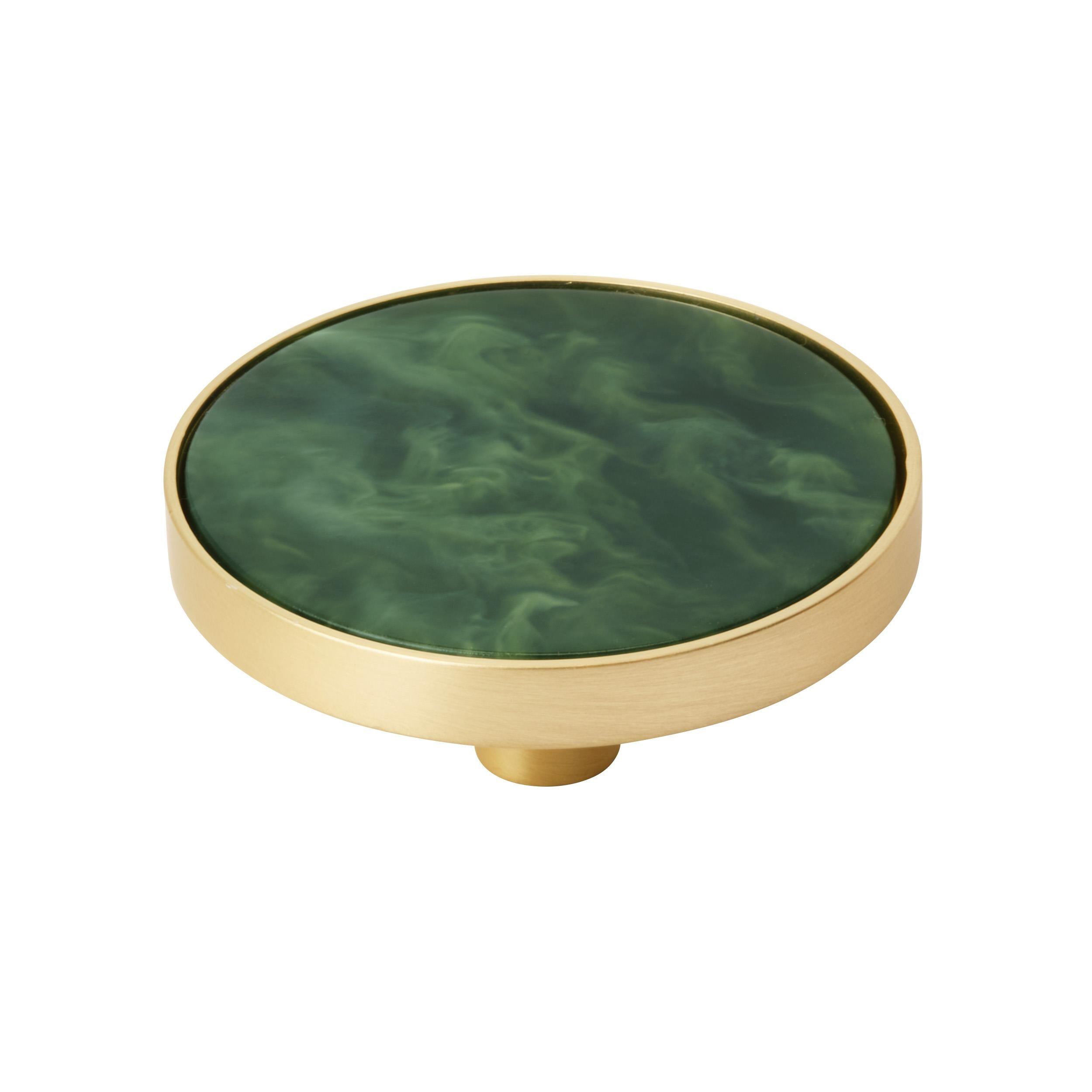 Accents 2 inch (51mm) Diameter Gold/Emerald Green Cabinet Knob - 2 Pack