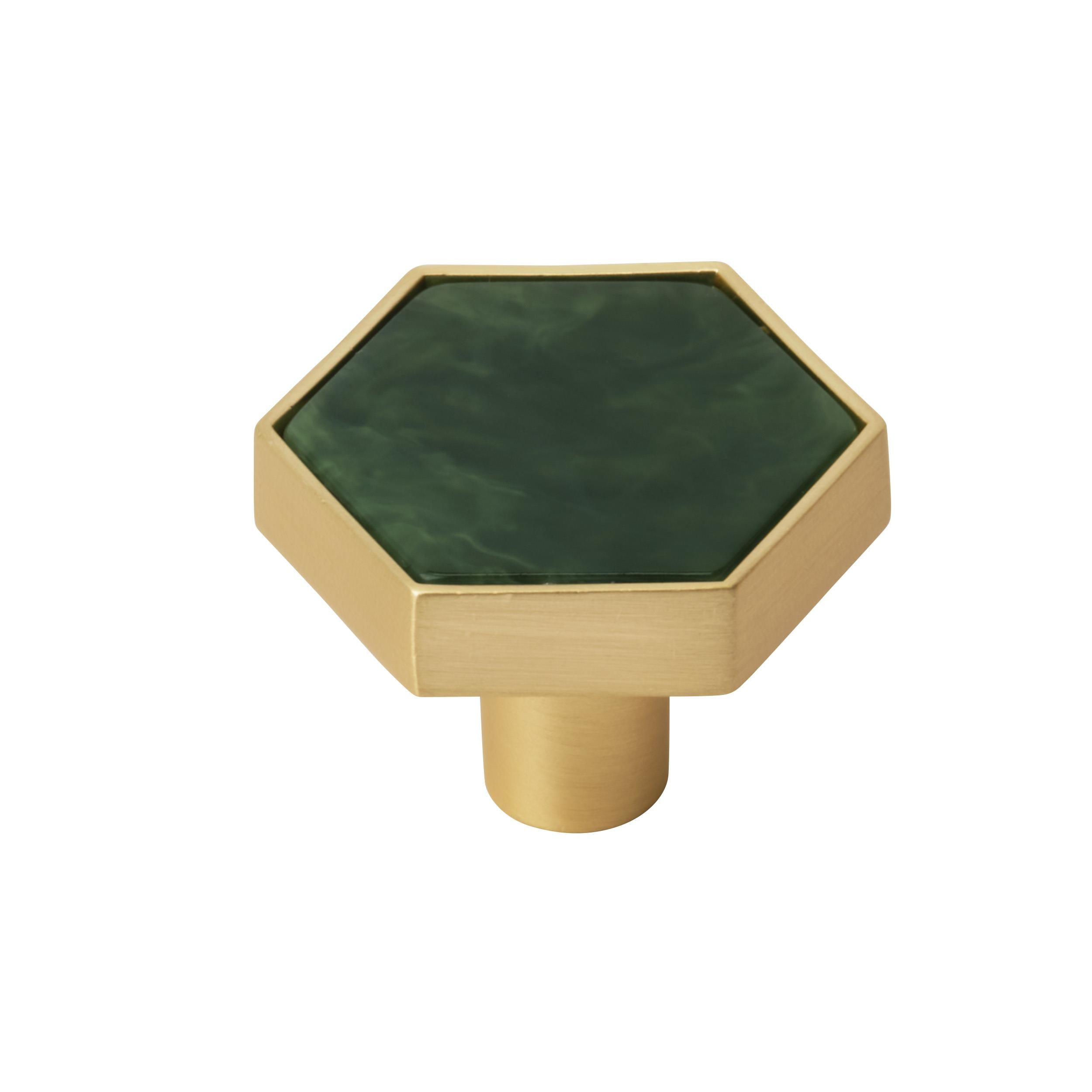 Accents 1-5/16 inch (33mm) Length Gold/Emerald Green Cabinet Knob - 2 Pack