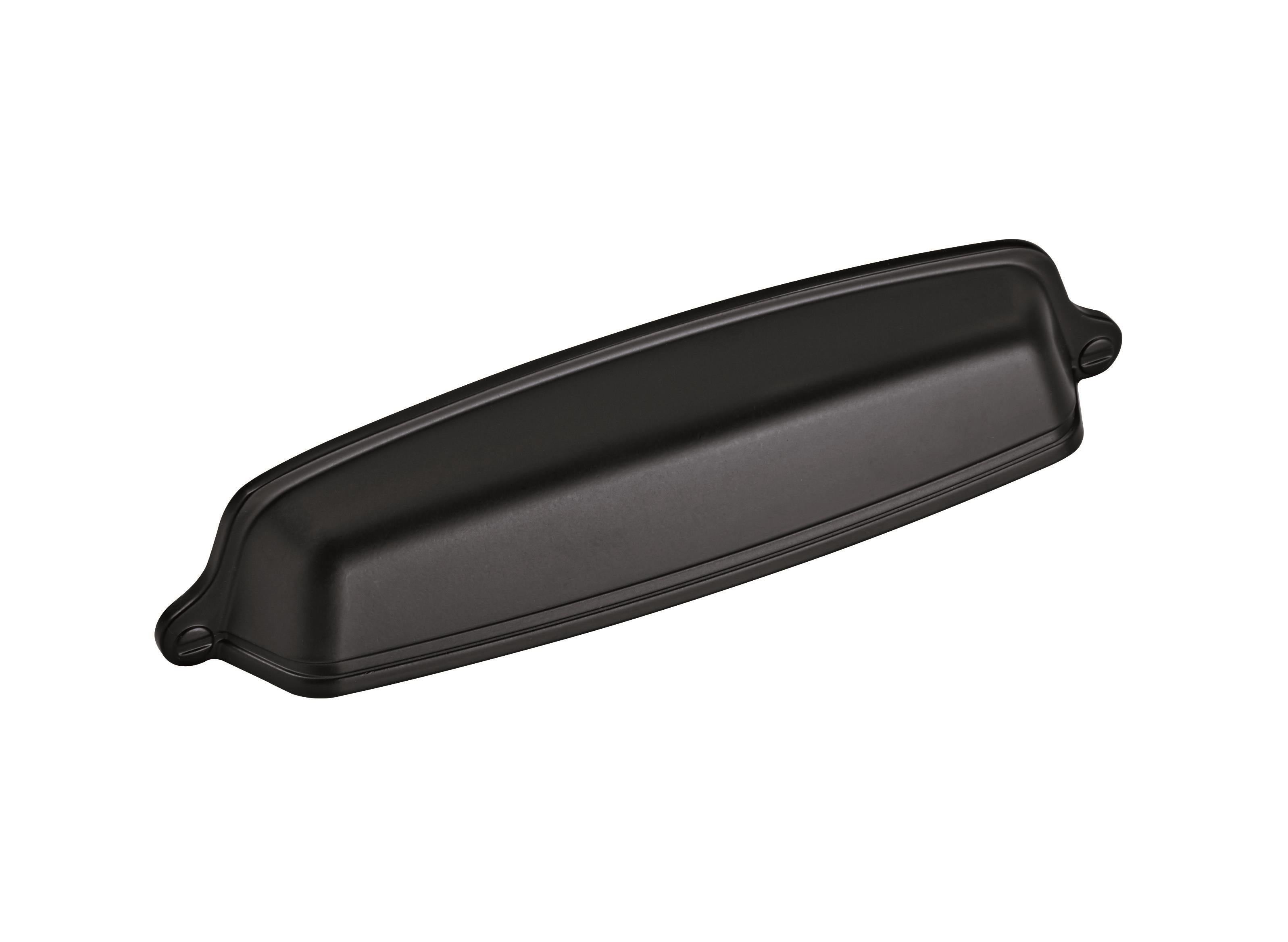 Stature 5-1/16 inch (128mm) Center-to-Center Matte Black Cabinet Cup Pull