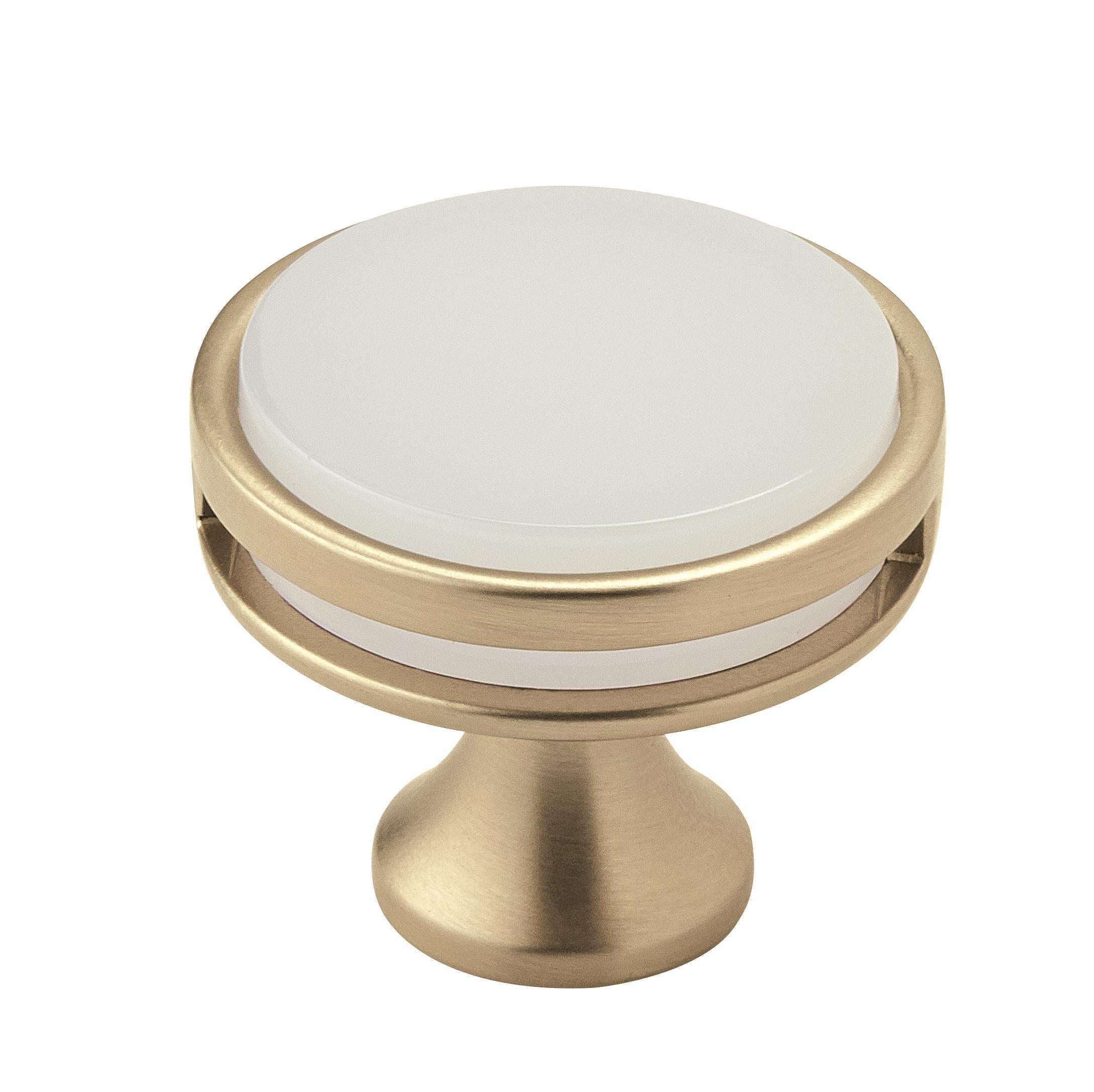 Oberon 1-3/8 inch (35mm) Diameter Golden Champagne/Frosted Acrylic Cabinet Knob