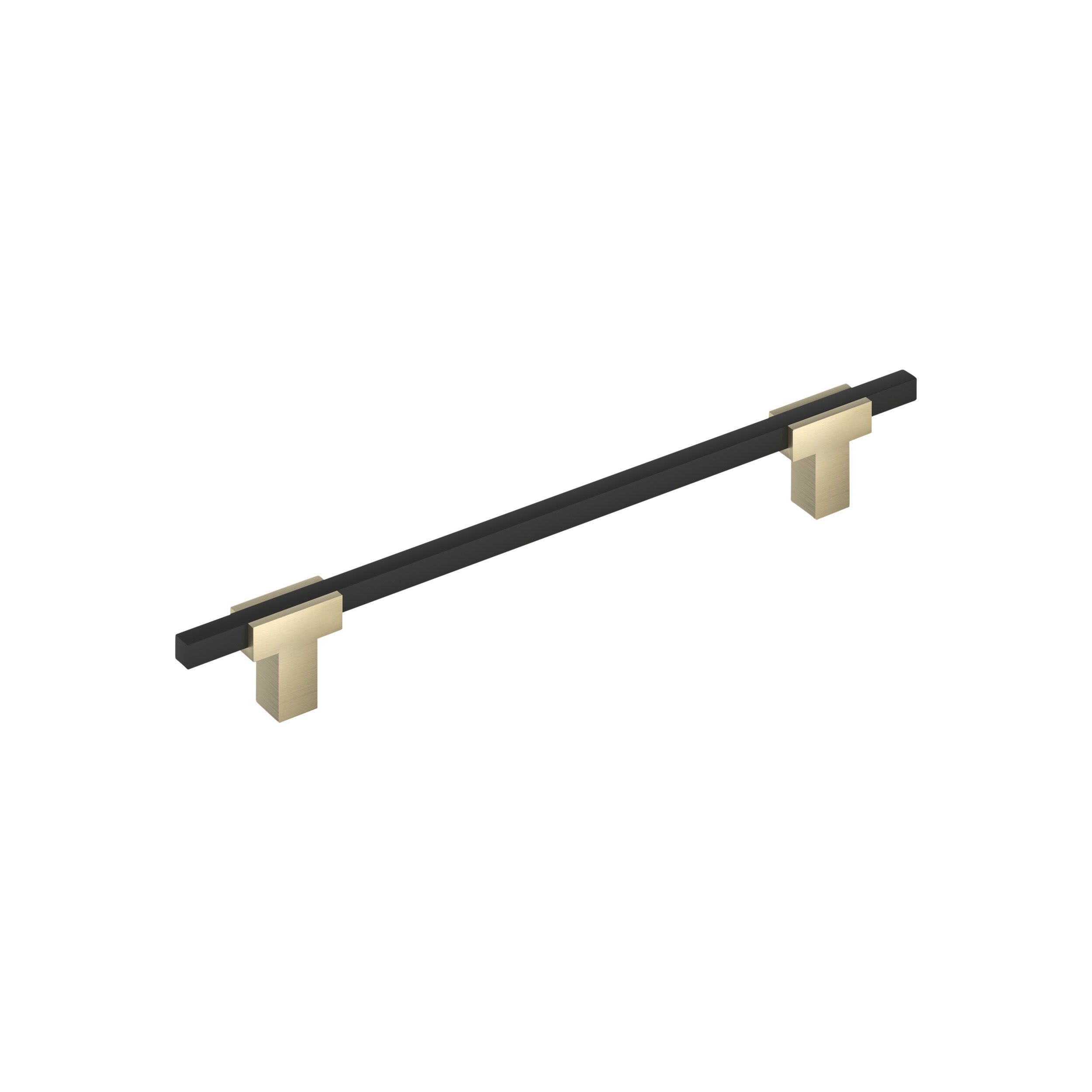 Urbanite 7-9/16 inch (192mm) Center-to-Center Golden Champagne/Matte Black Cabinet Pull