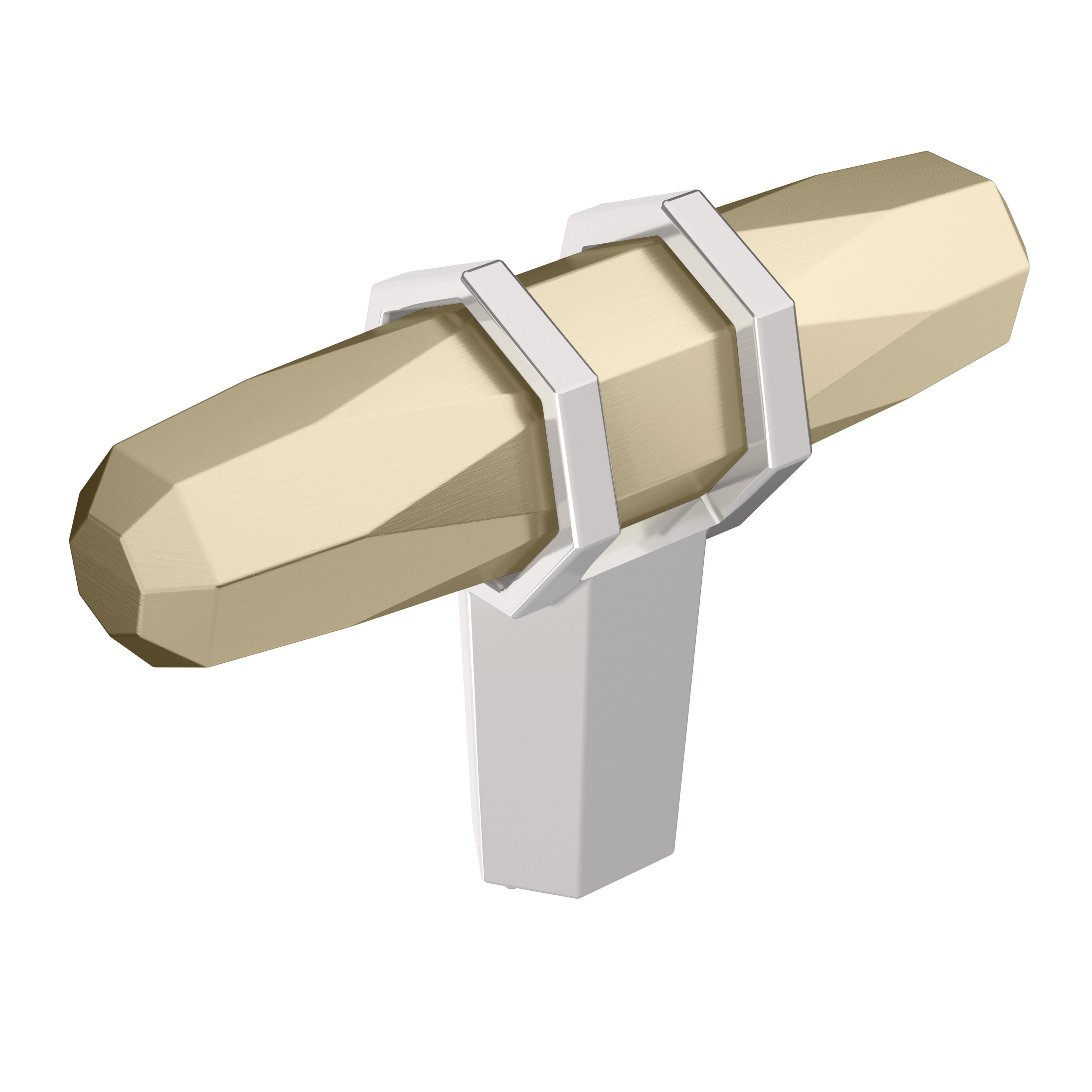 London 2-1/2 inch (64mm) Length Golden Champagne/Polished Chrome Cabinet Knob