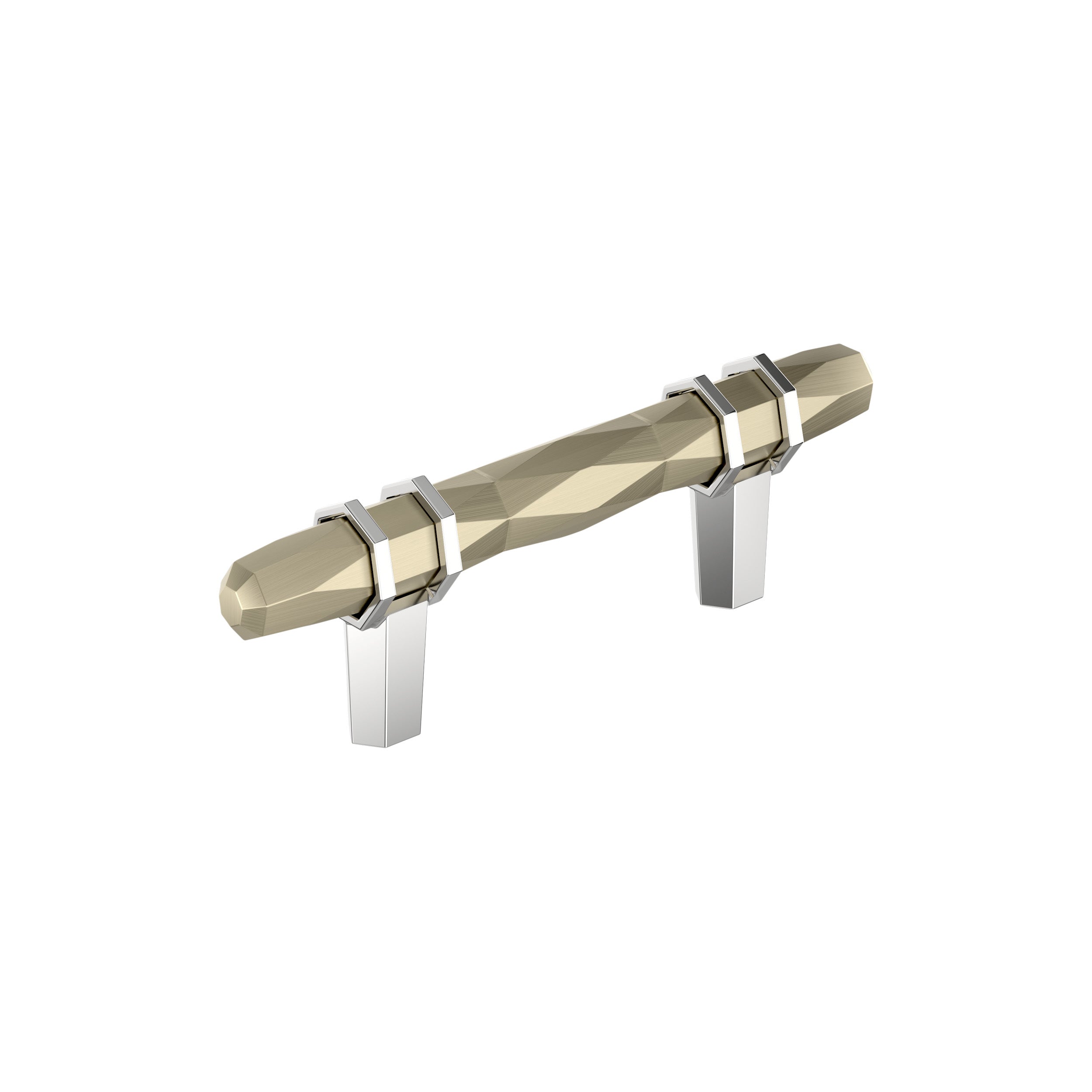 London 3 inch (76mm) Center-to-Center Golden Champagne/Polished Chrome Cabinet Pull