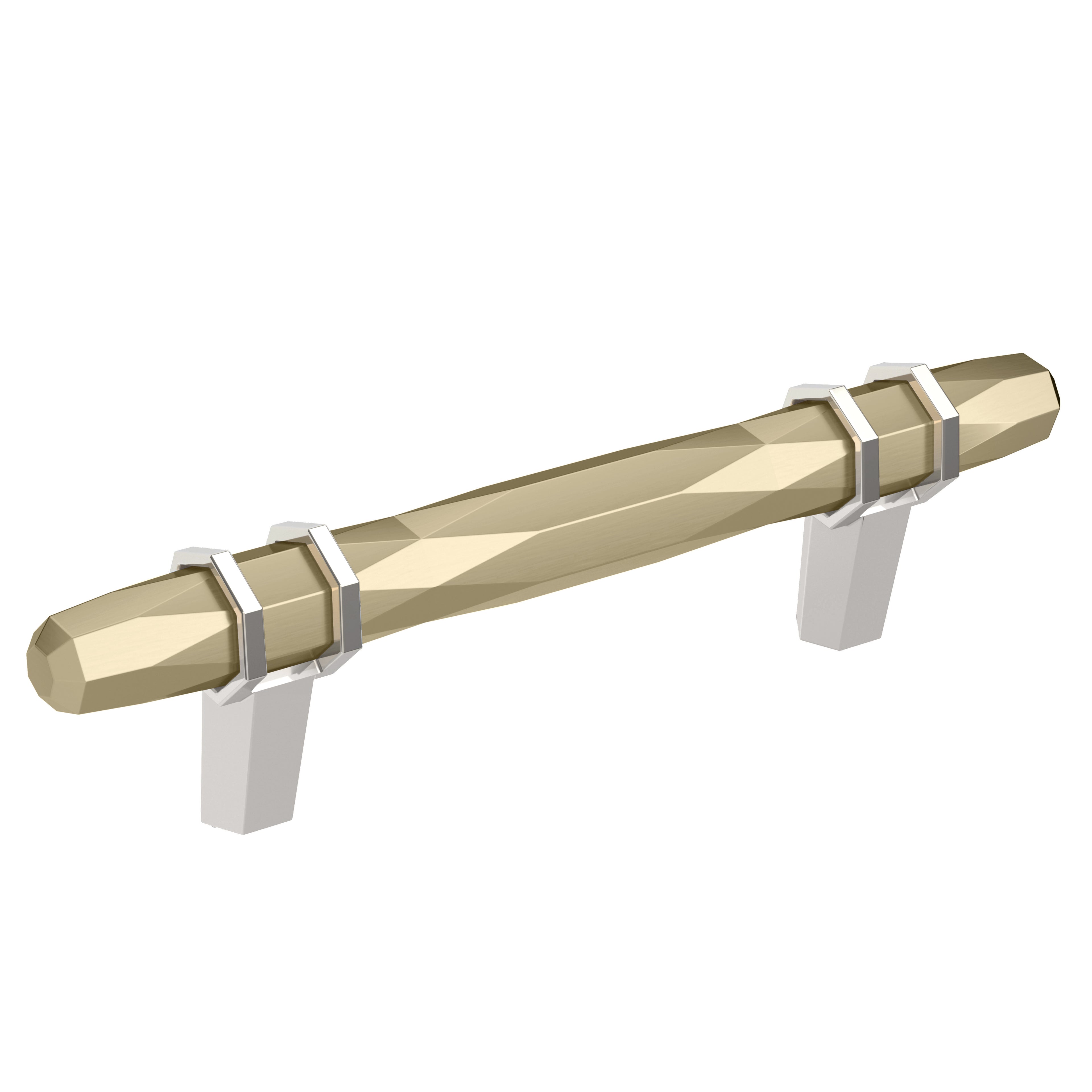 London 3-3/4 inch (96mm) Center-to-Center Golden Champagne/Polished Chrome Cabinet Pull