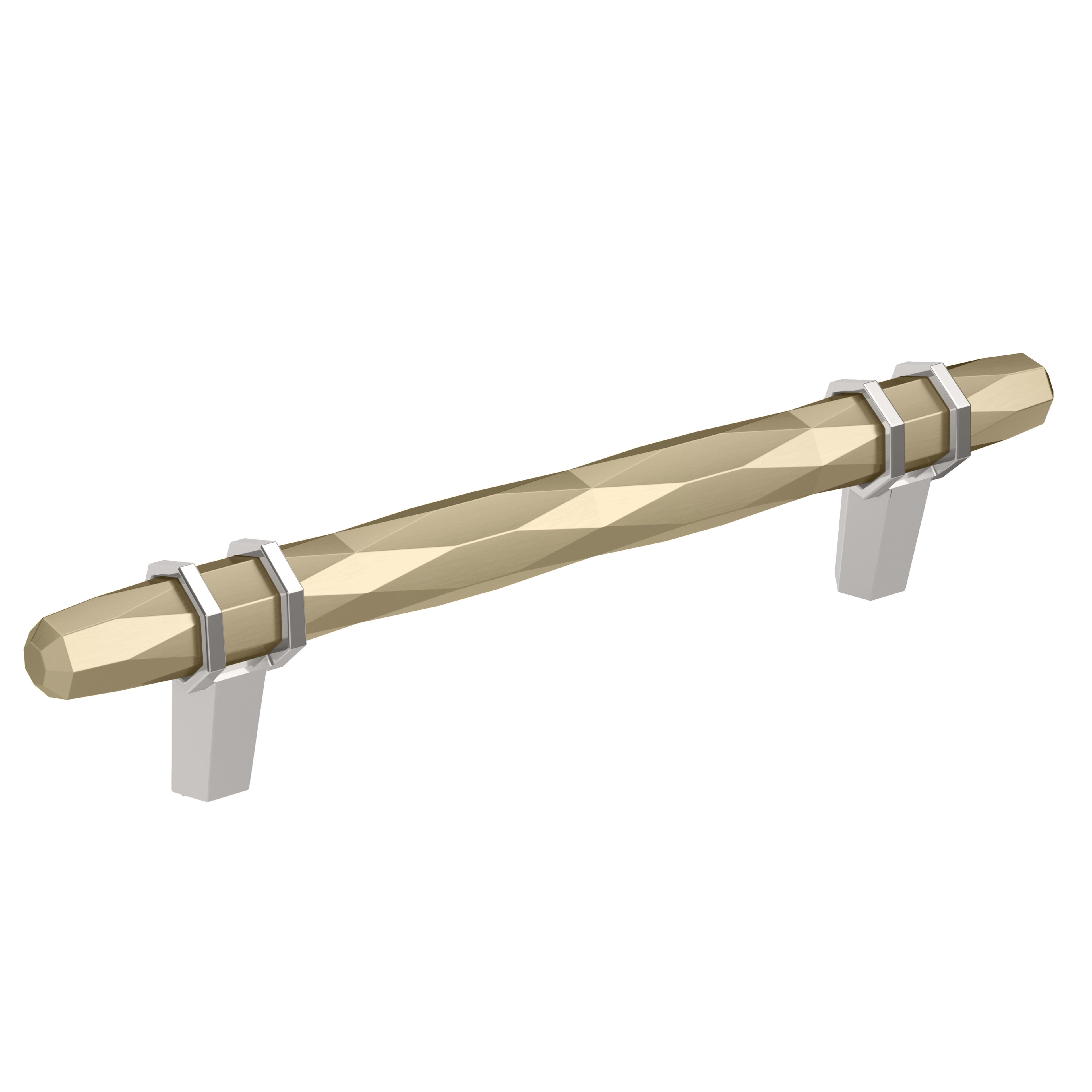 London 5-1/16 inch (128mm) Center-to-Center Golden Champagne/Polished Chrome Cabinet Pull