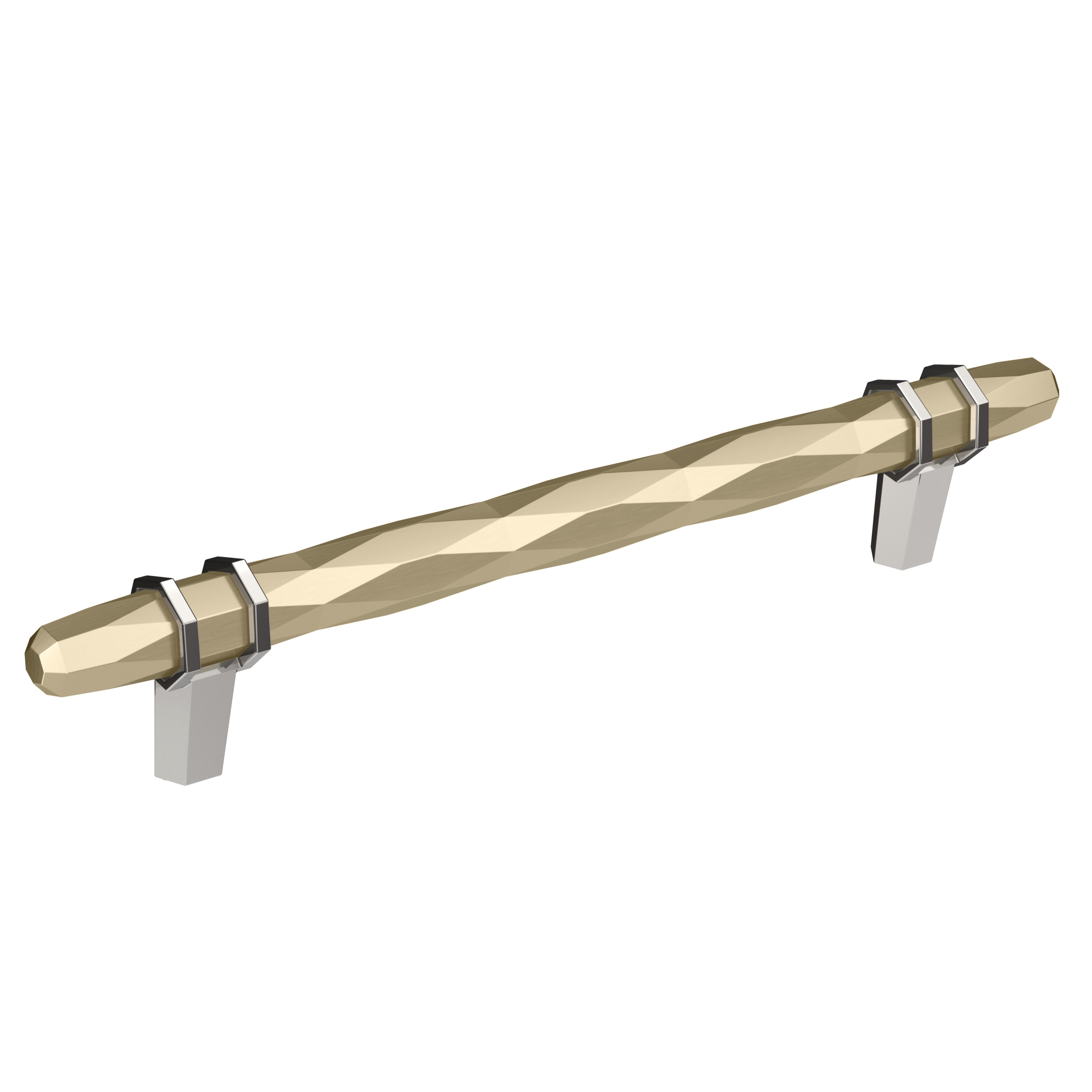 London 6-5/16 inch (160mm) Center-to-Center Golden Champagne/Polished Chrome Cabinet Pull