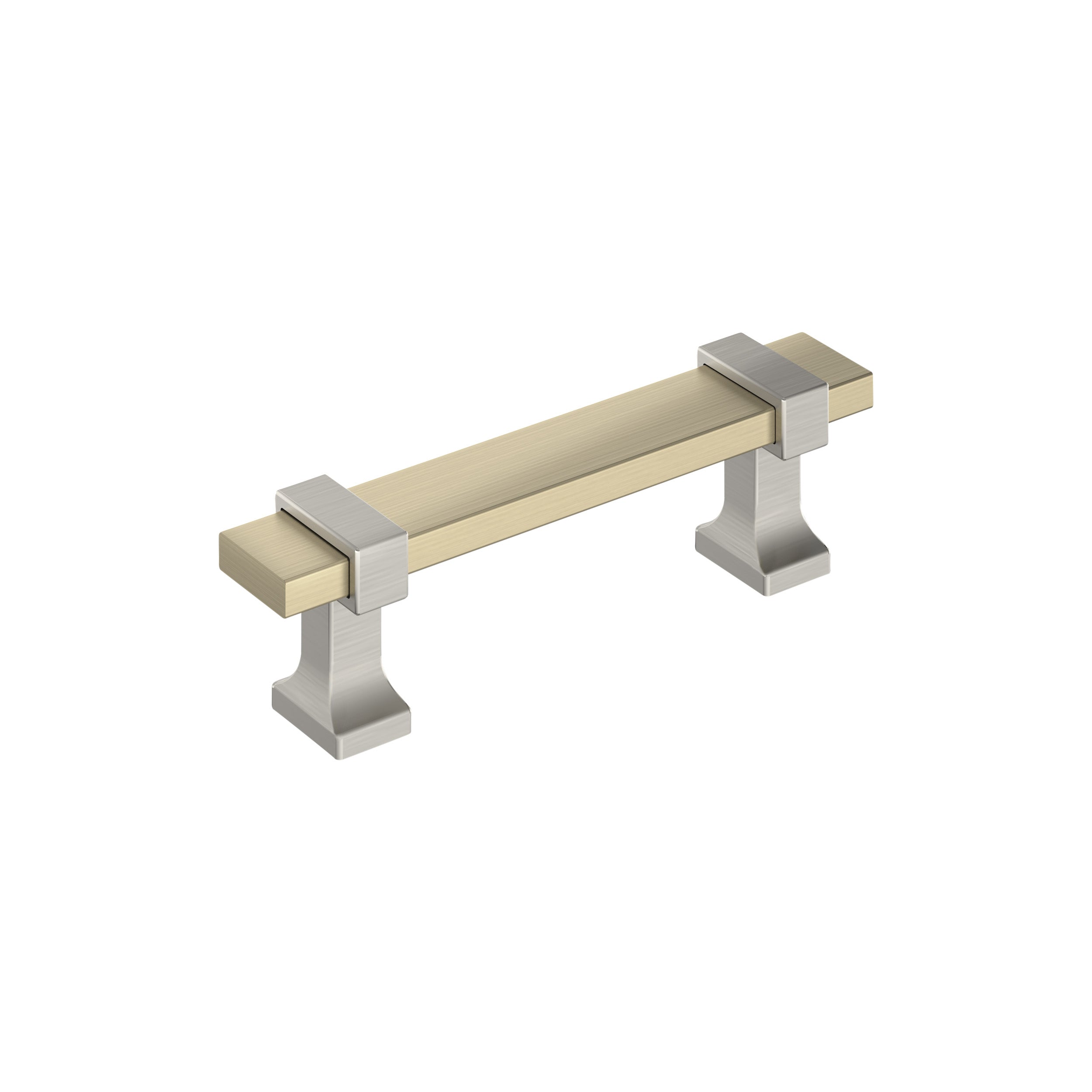 Overton 3 inch (76mm) Center-to-Center Golden Champagne/Satin Nickel Cabinet Pull