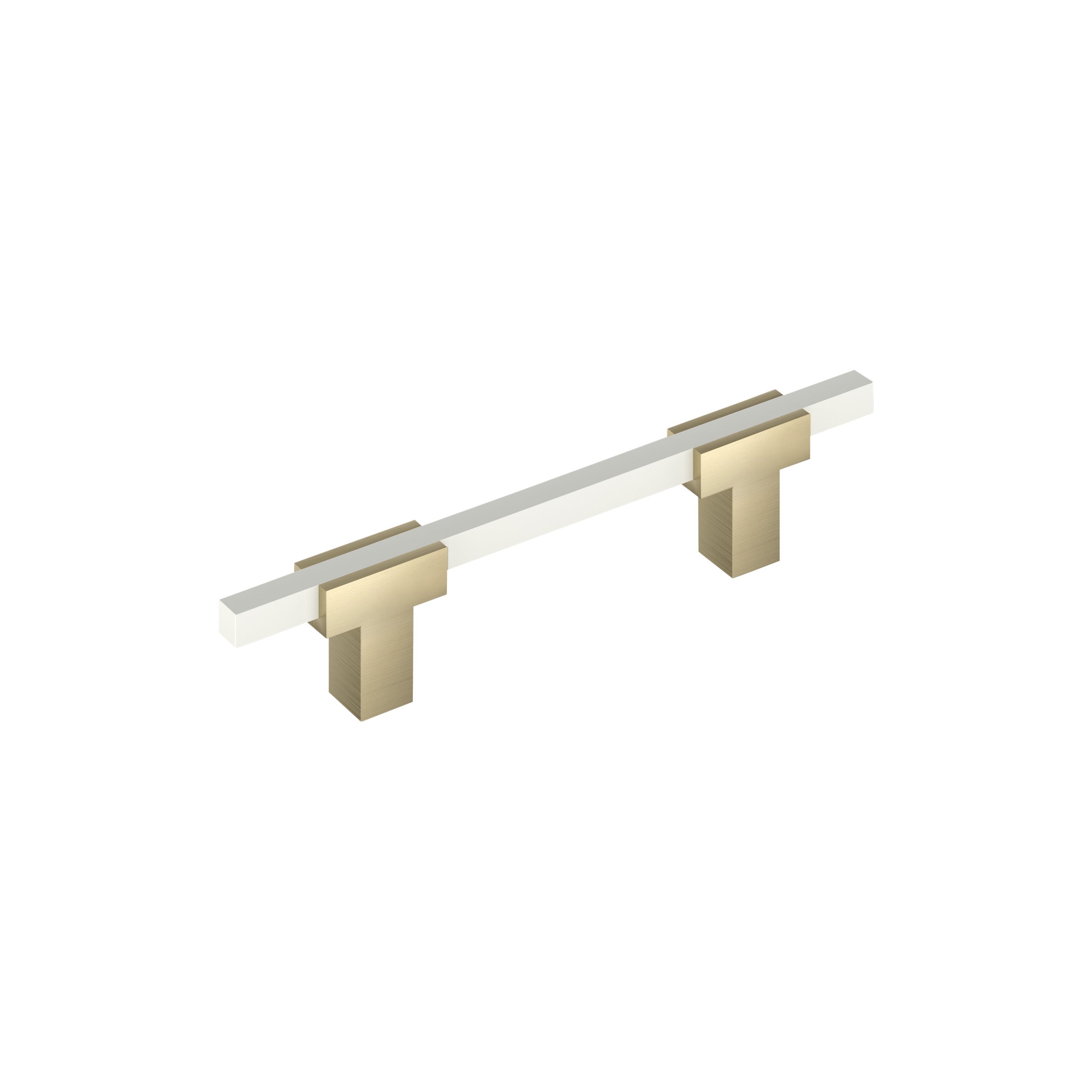 Urbanite 3-3/4 inch (96mm) Center-to-Center Golden Champagne/White Cabinet Pull
