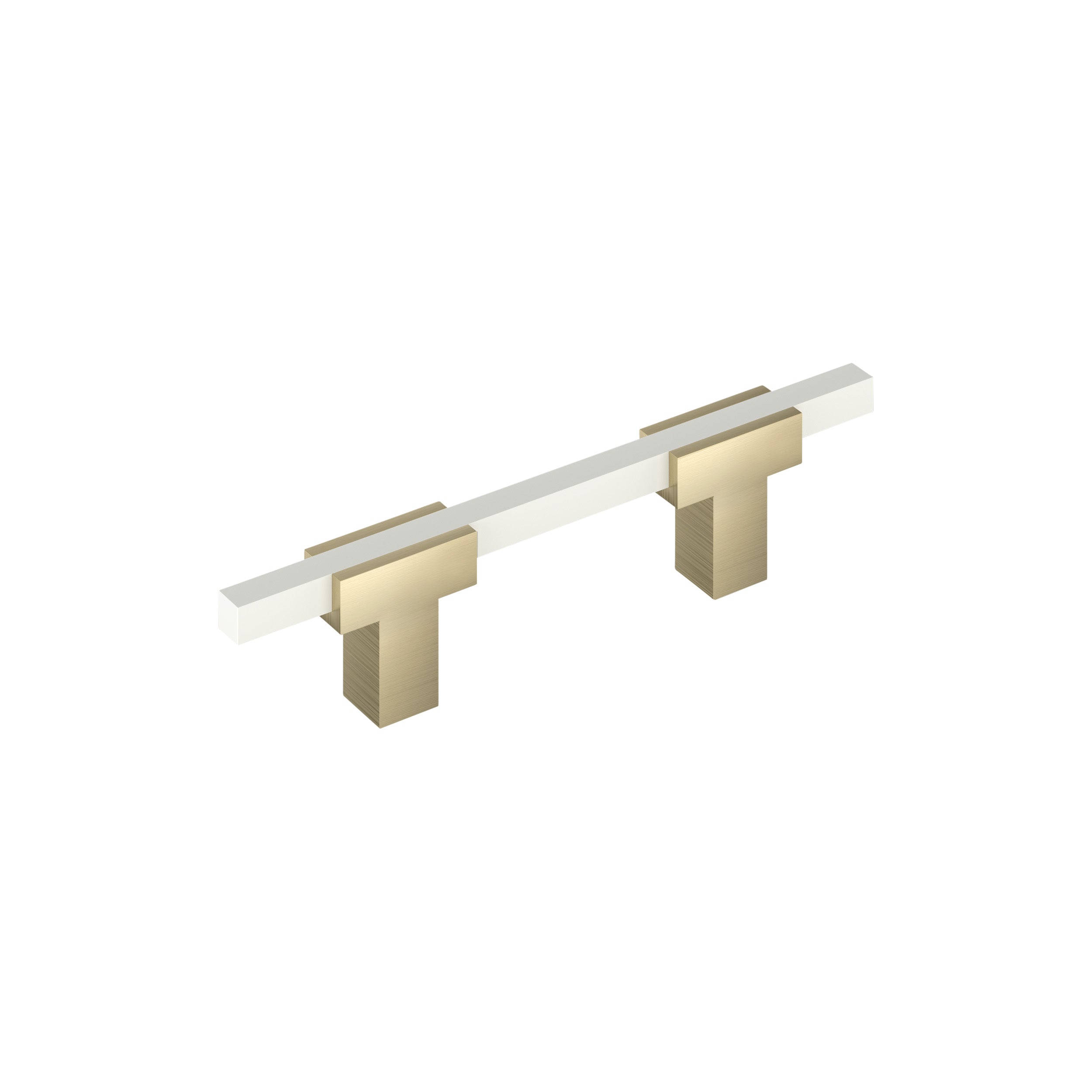 Urbanite 3 inch (76mm) Center-to-Center Golden Champagne/White Cabinet Pull