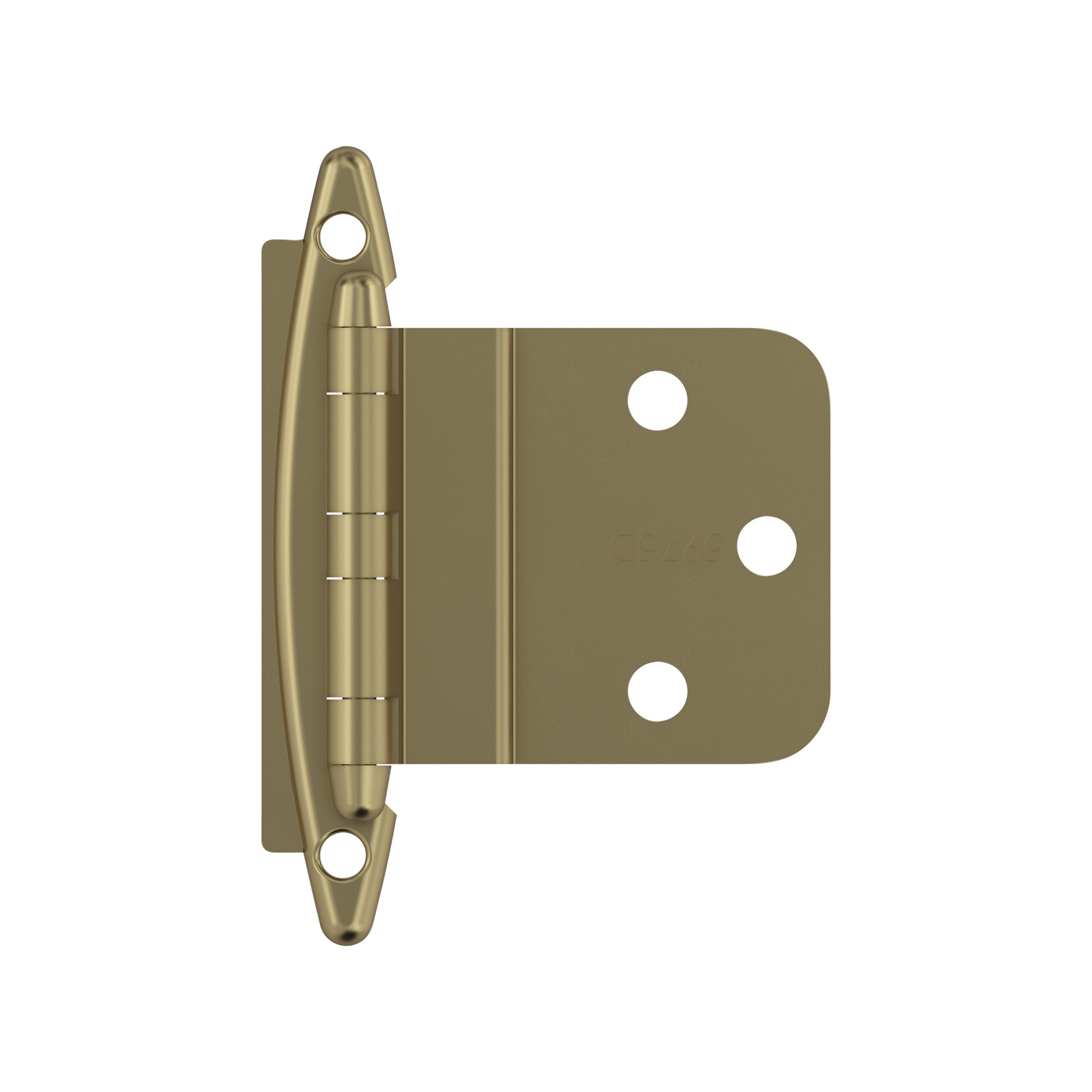 3/8 inch (10mm) Inset Non-Self Closing Face Mount Golden Champagne Cabinet Hinge - 1 Pair