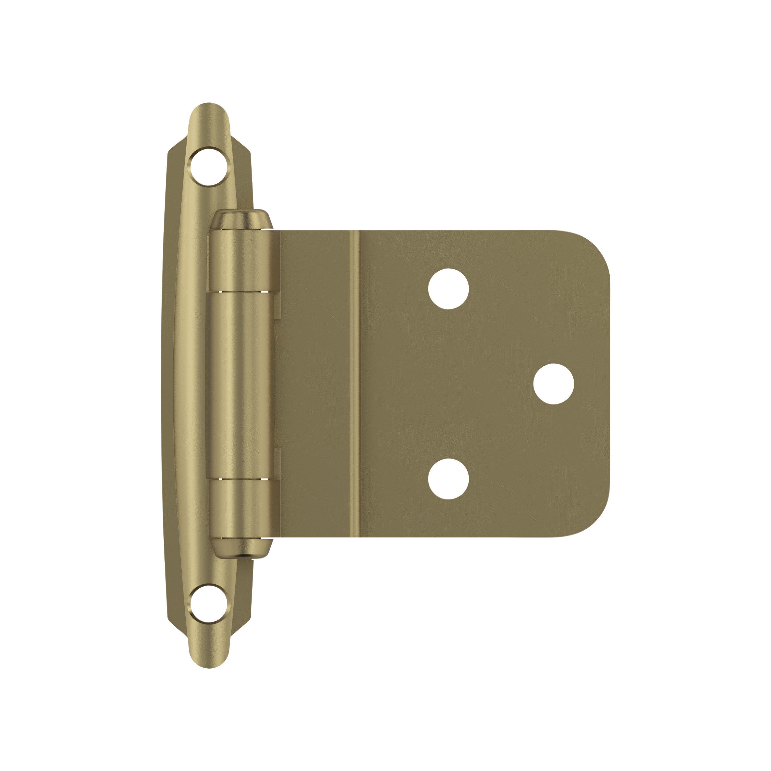 3/8 inch (10mm) Inset Self Closing Face Mount Golden Champagne Cabinet Hinge - 1 Pair