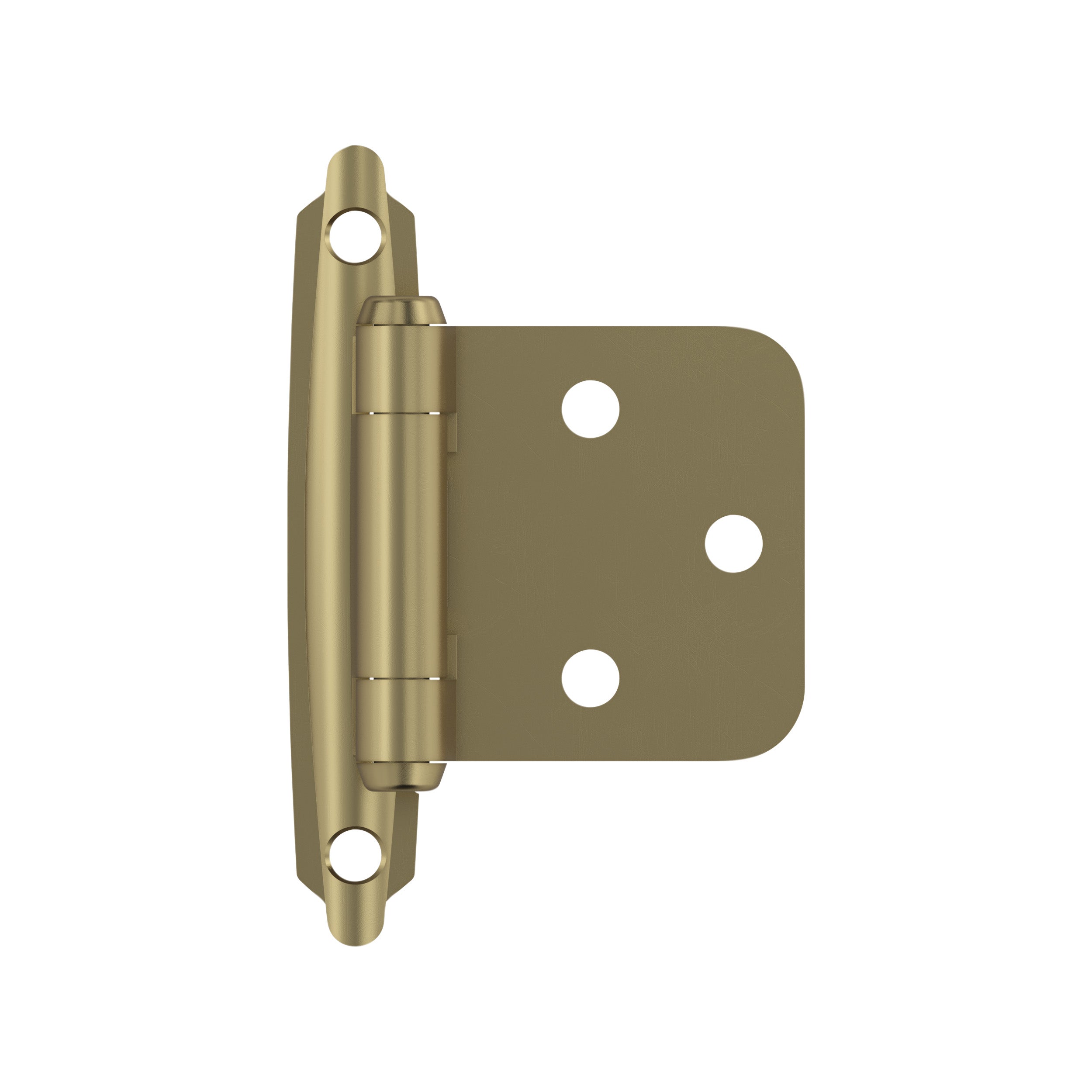 Variable Overlay Self Closing Face Mount Golden Champagne Cabinet Hinge - 1 Pair