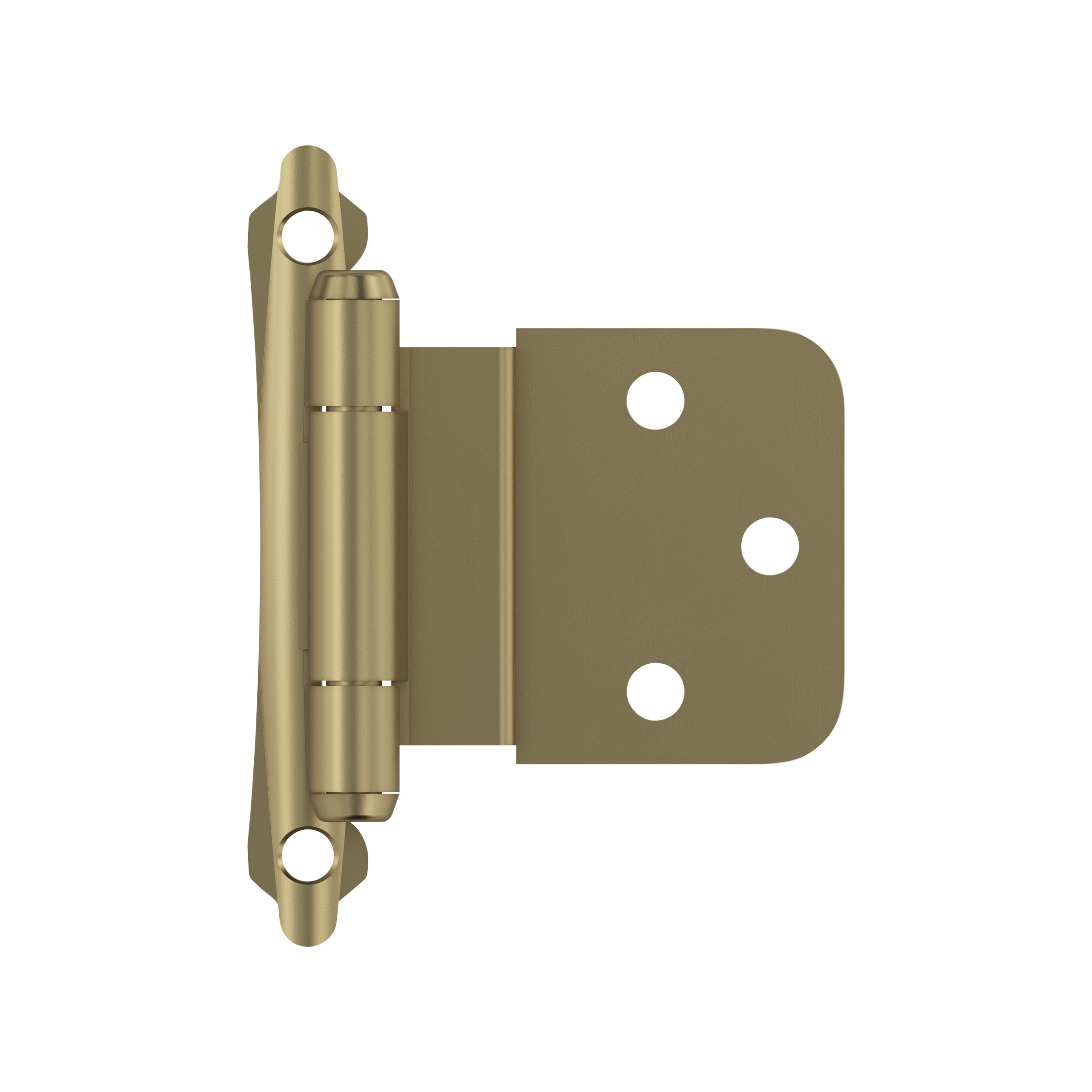 3/8 inch (10mm) Inset Self Closing Face Mount Golden Champagne Cabinet Hinge - 1 Pair