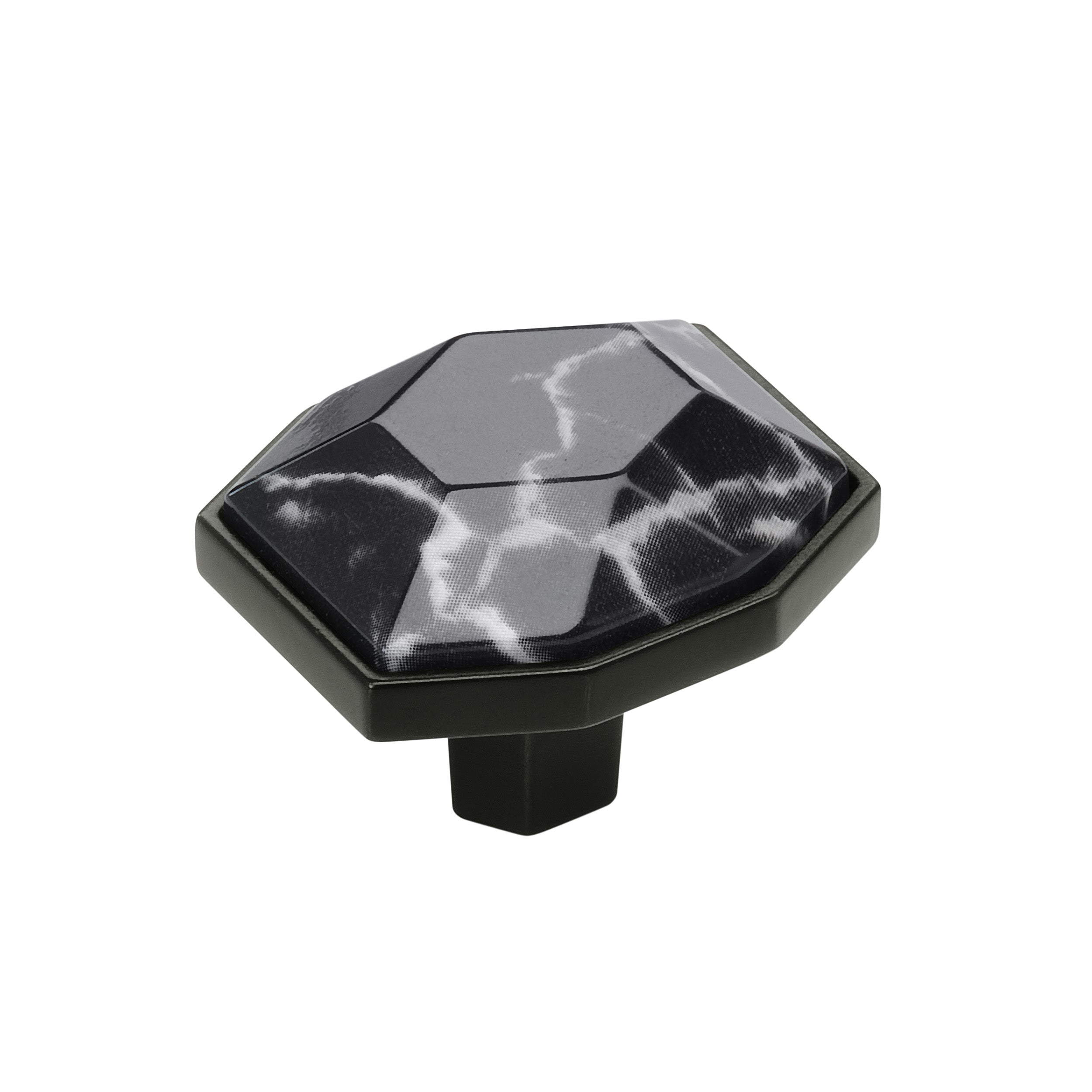Carrione 1-5/8 inch (41mm) Length Marble Black/Black Bronze Cabinet Knob