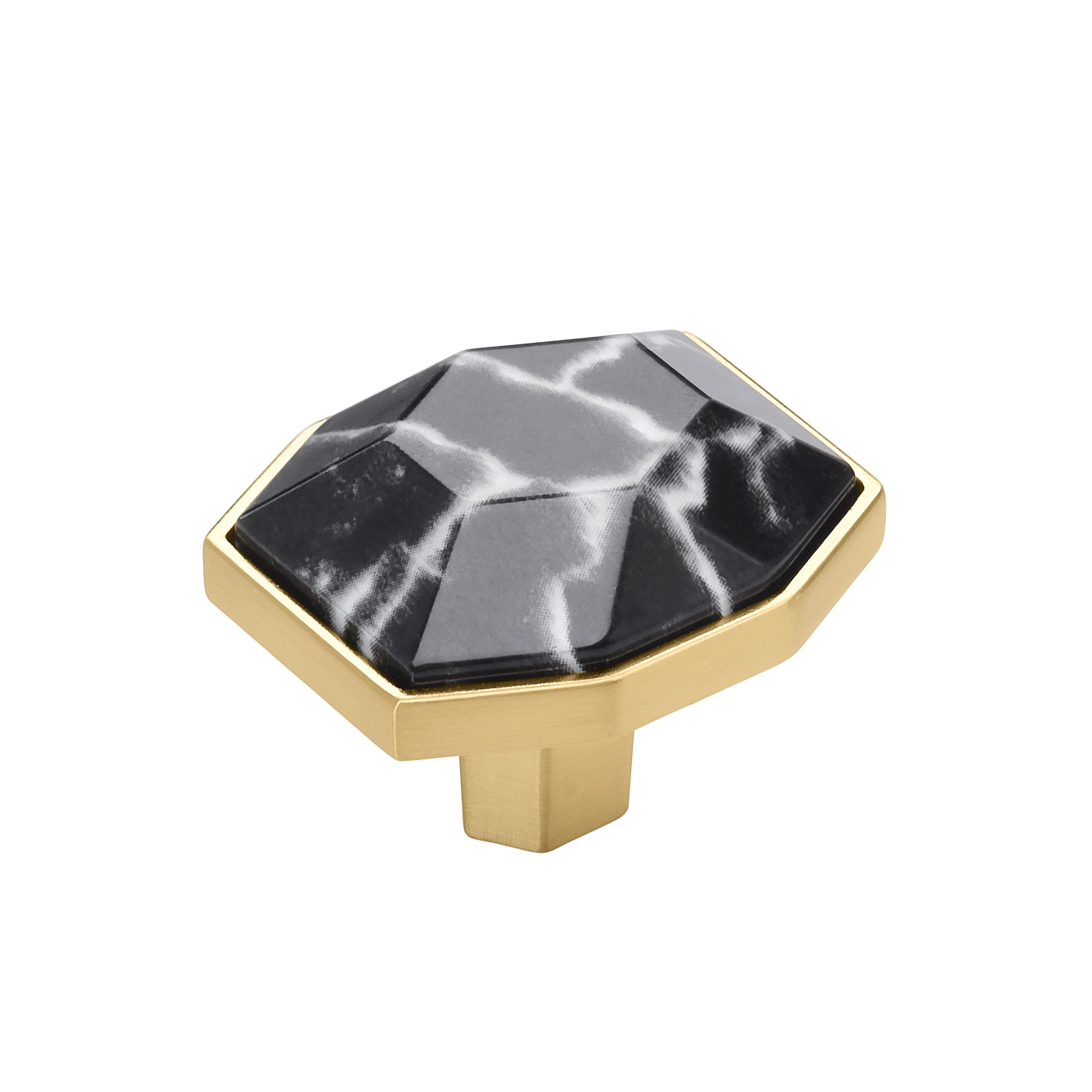 Carrione 1-5/8 inch (41mm) Length Marble Black/Champagne Bronze Cabinet Knob