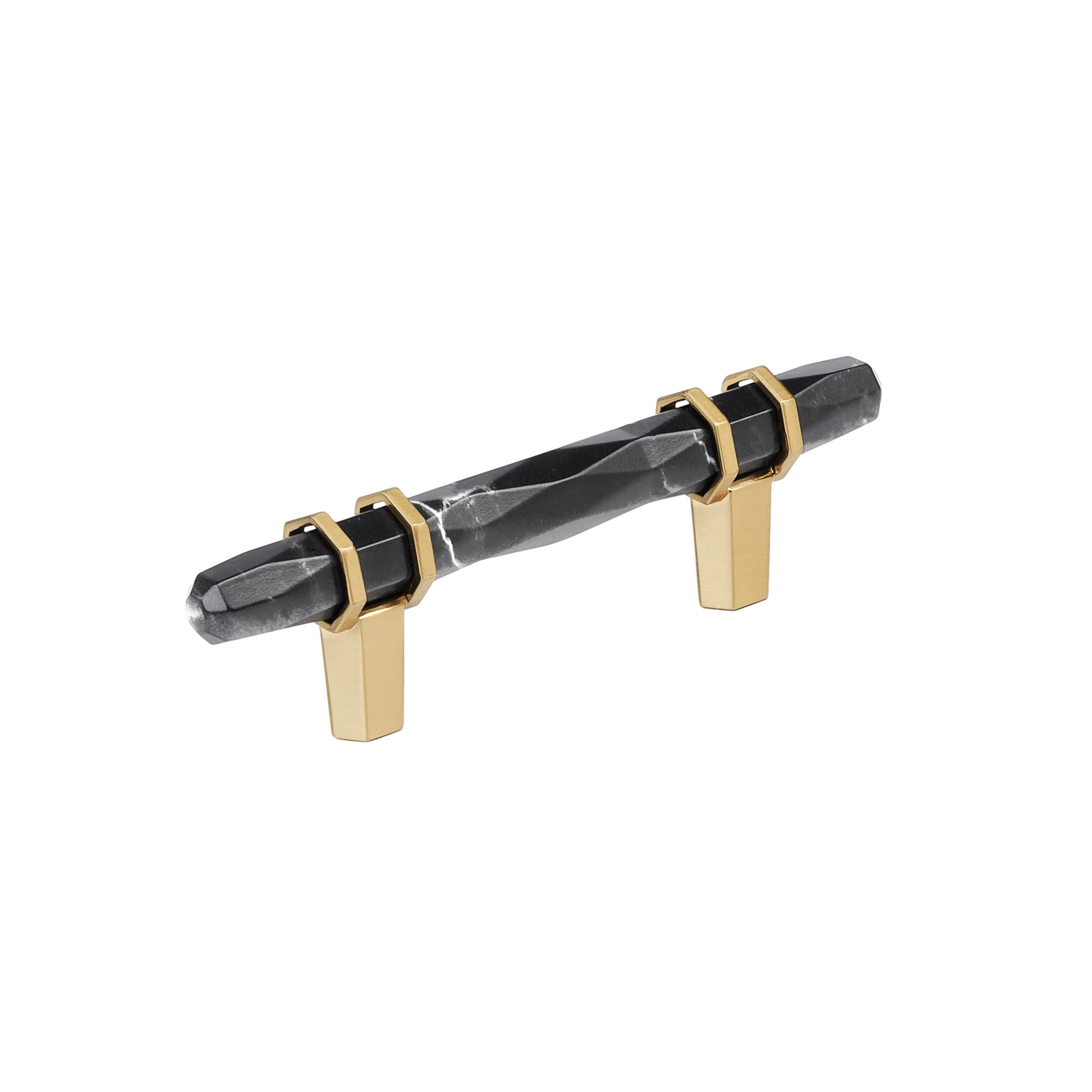 Carrione 3 inch (76mm) Center-to-Center Marble Black/Champagne Bronze Cabinet Pull