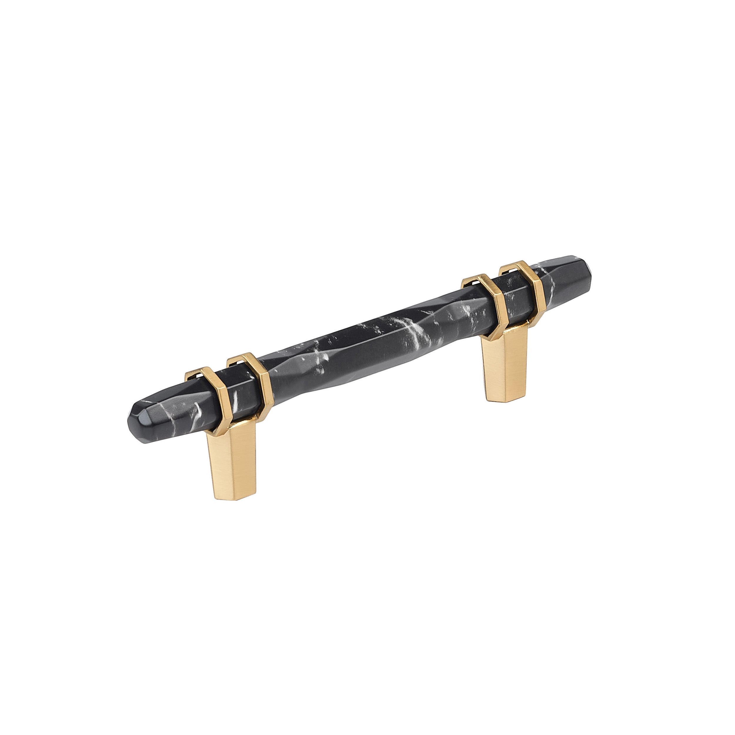 Carrione 3-3/4 inch (96mm) Center-to-Center Marble Black/Champagne Bronze Cabinet Pull