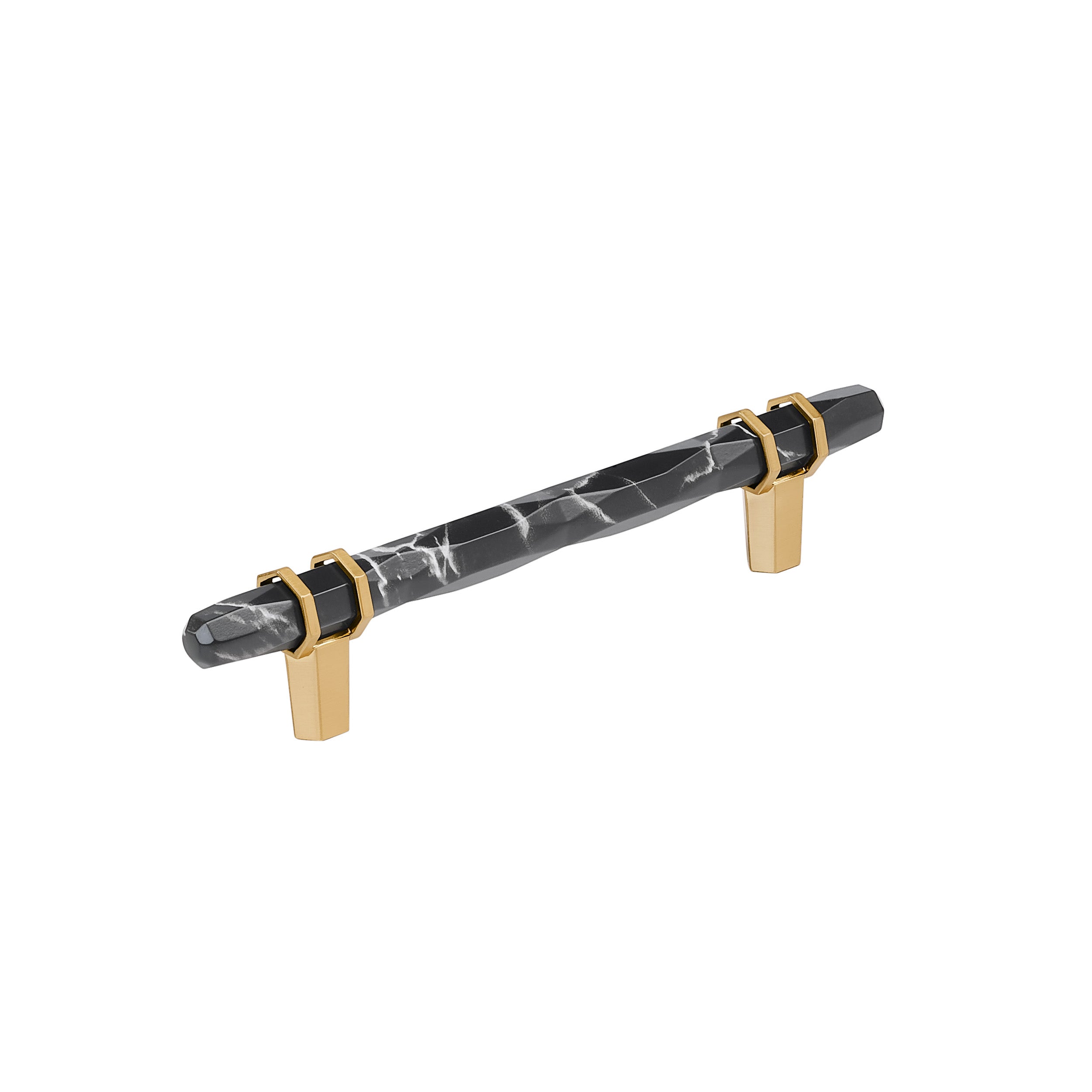 Carrione 5-1/16 inch (128mm) Center-to-Center Marble Black/Champagne Bronze Cabinet Pull