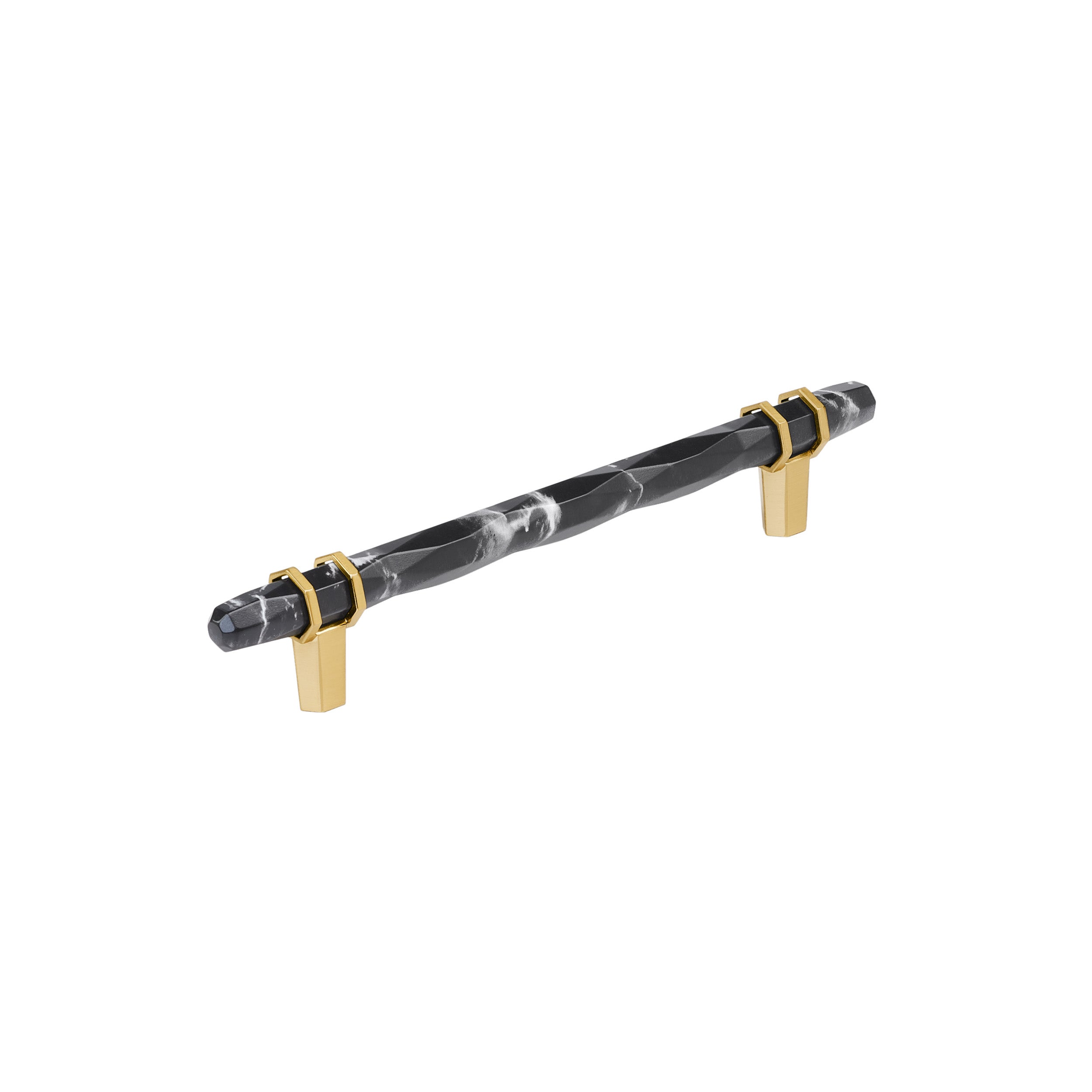 Carrione 6-5/16 inch (160mm) Center-to-Center Marble Black/Champagne Bronze Cabinet Pull
