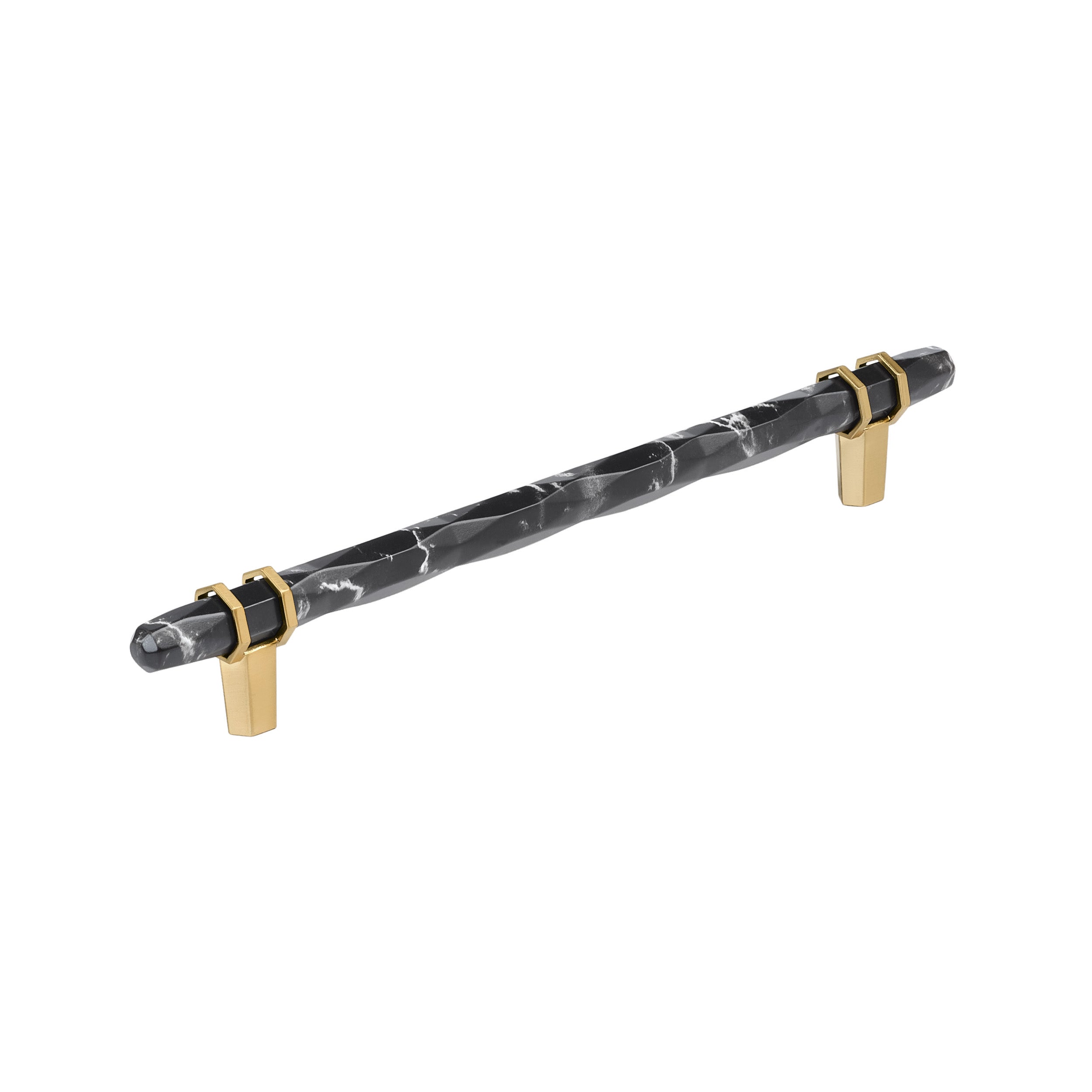 Carrione 8 inch (203mm) Center-to-Center Marble Black/Champagne Bronze Cabinet Pull