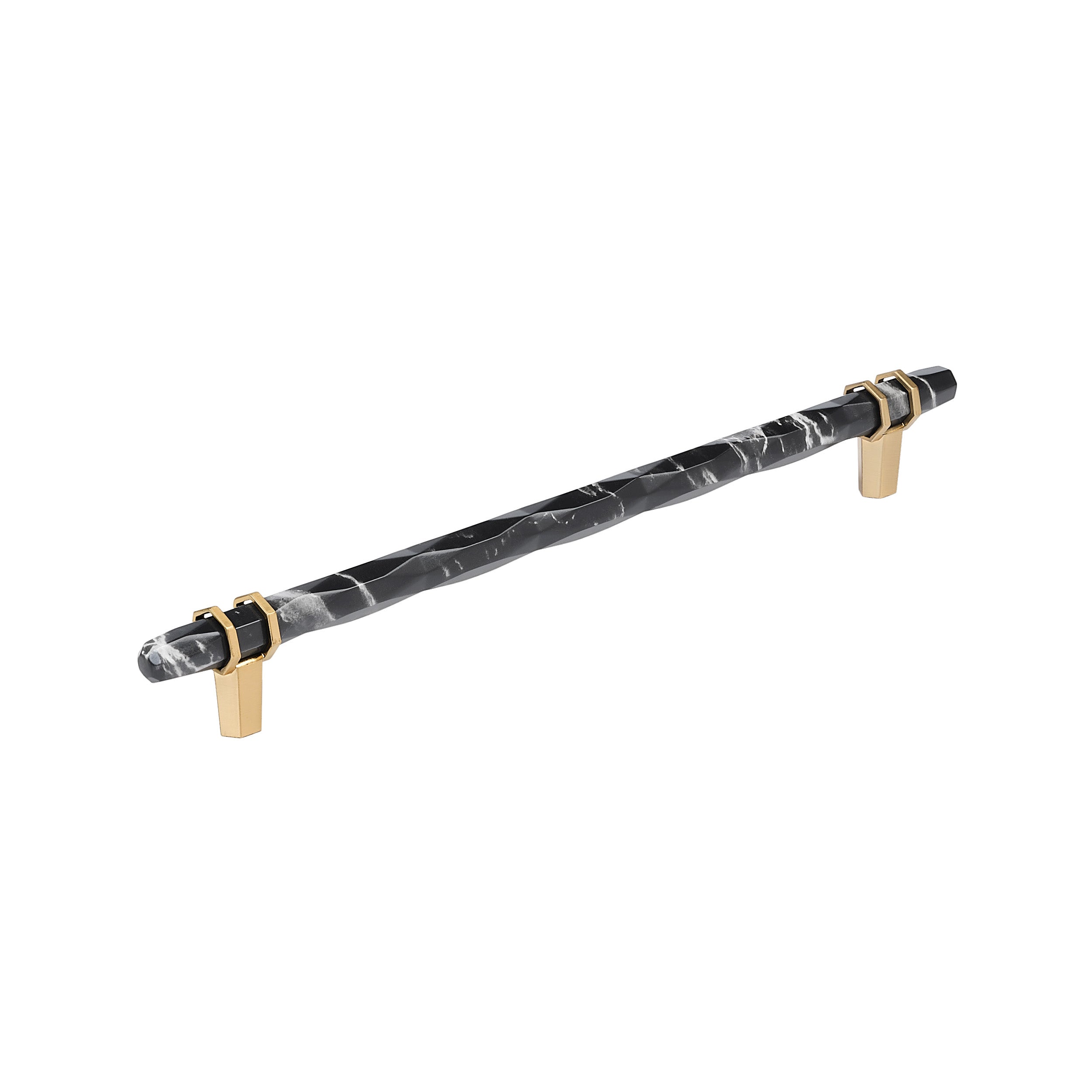 Carrione 10-1/16 inch (256mm) Center-to-Center Marble Black/Champagne Bronze Cabinet Pull