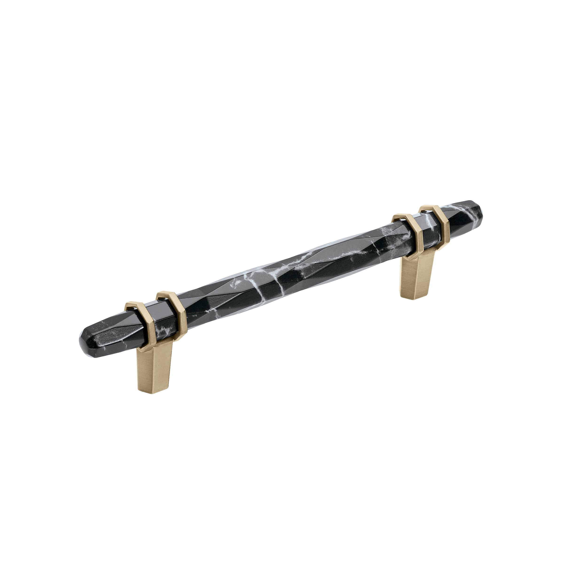 Carrione 5-1/16 inch (128mm) Center-to-Center Marble Black/Golden Champagne Cabinet Pull