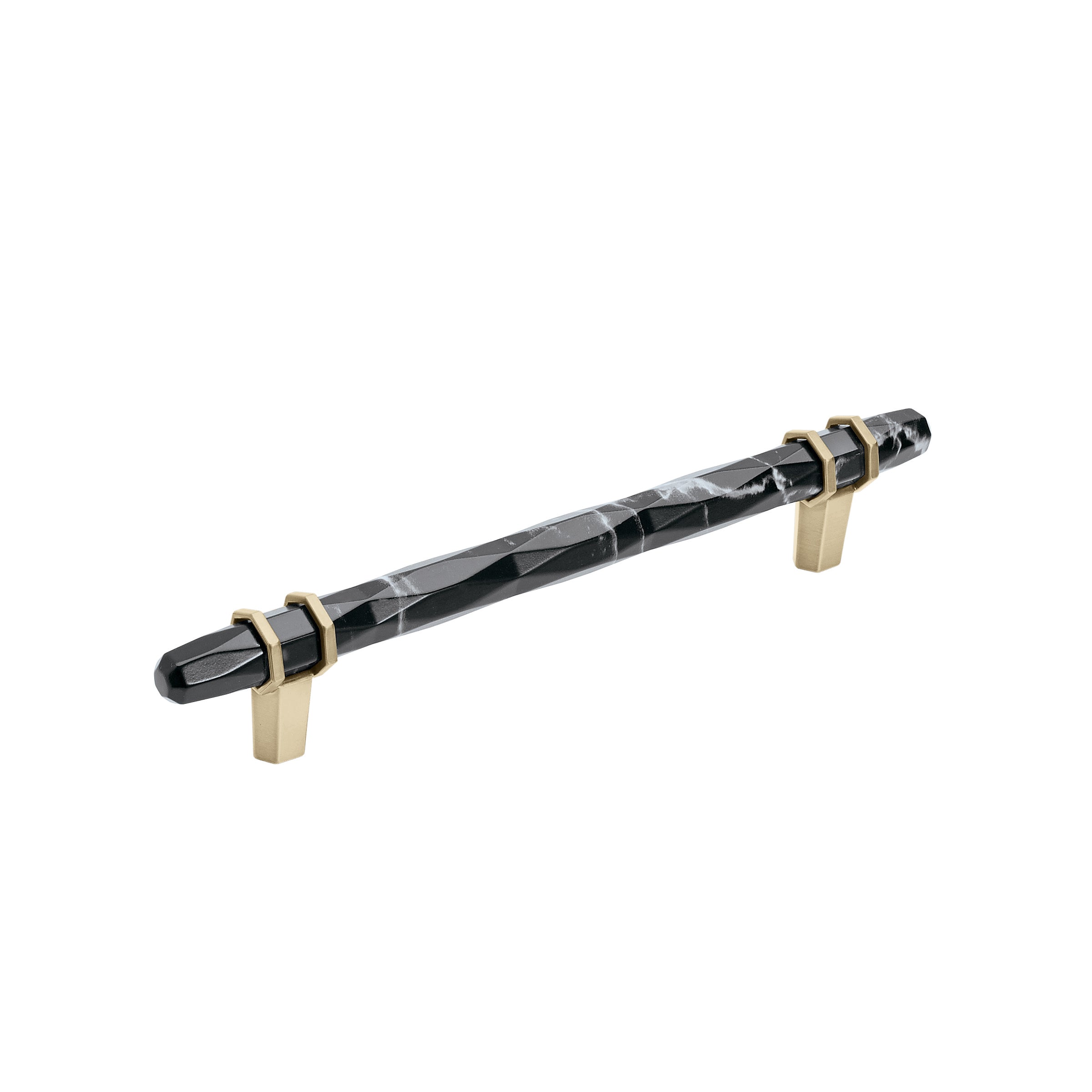 Carrione 6-5/16 inch (160mm) Center-to-Center Marble Black/Golden Champagne Cabinet Pull