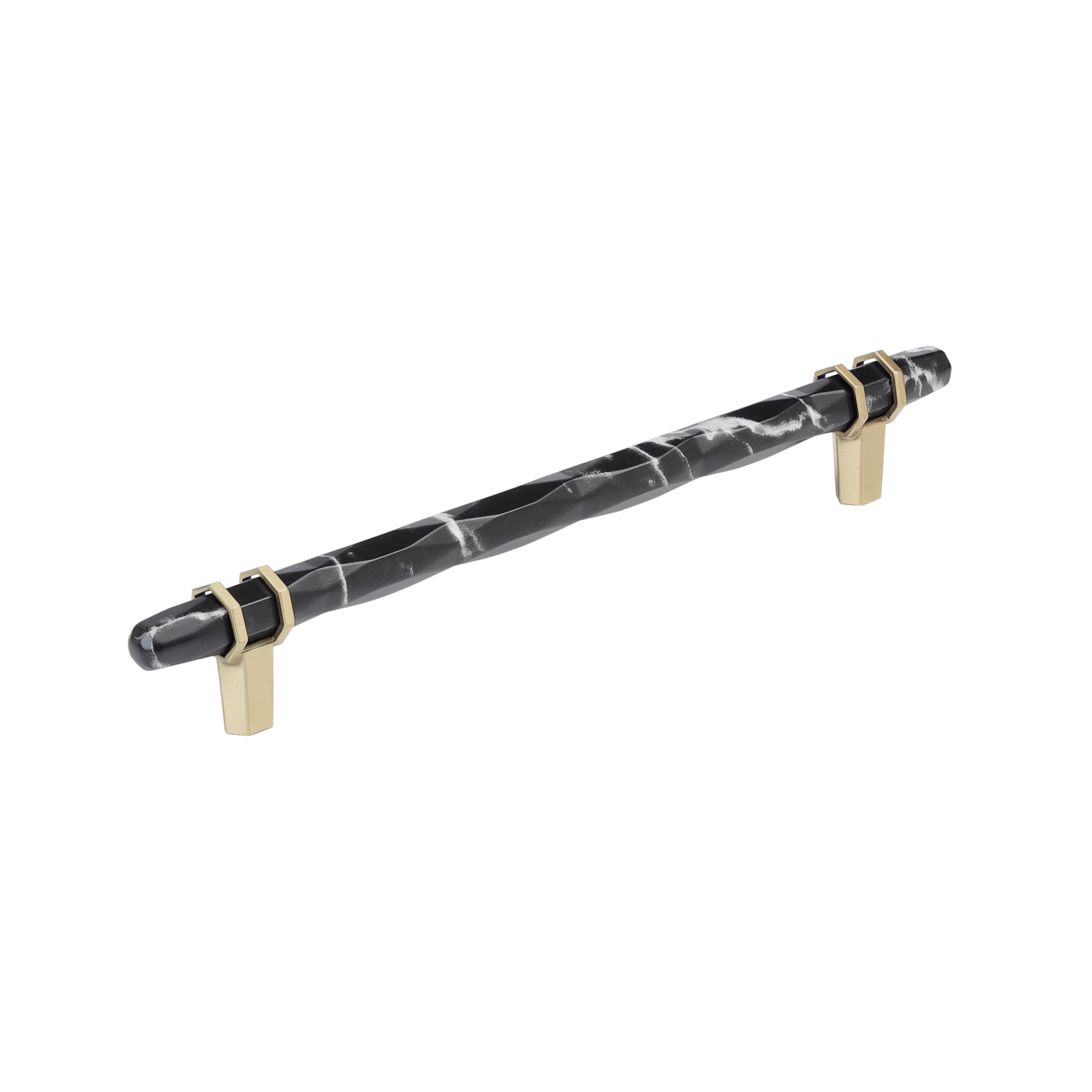 Carrione 8 inch (203mm) Center-to-Center Marble Black/Golden Champagne Cabinet Pull