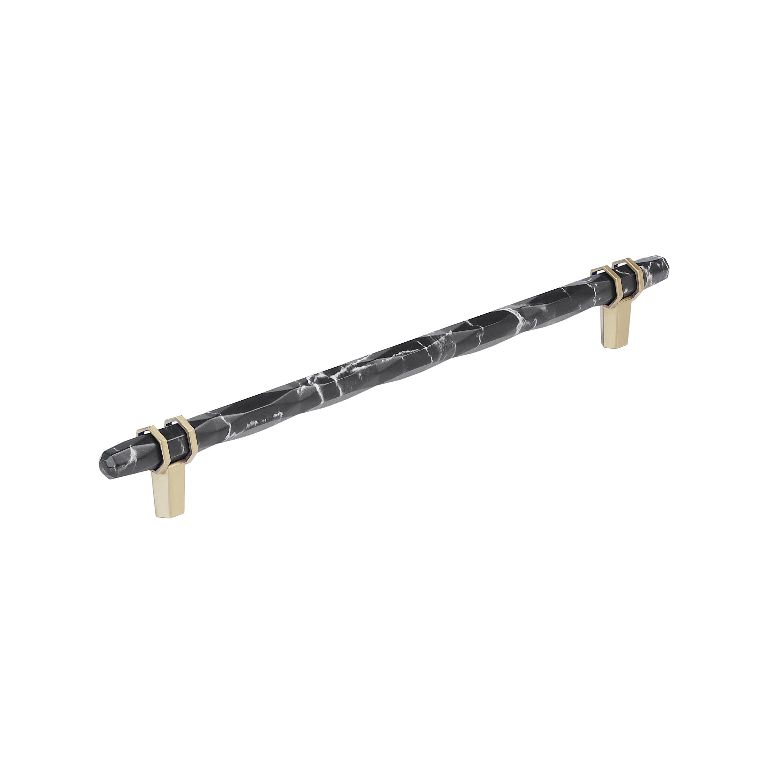 Carrione 10-1/16 inch (256mm) Center-to-Center Marble Black/Golden Champagne Cabinet Pull