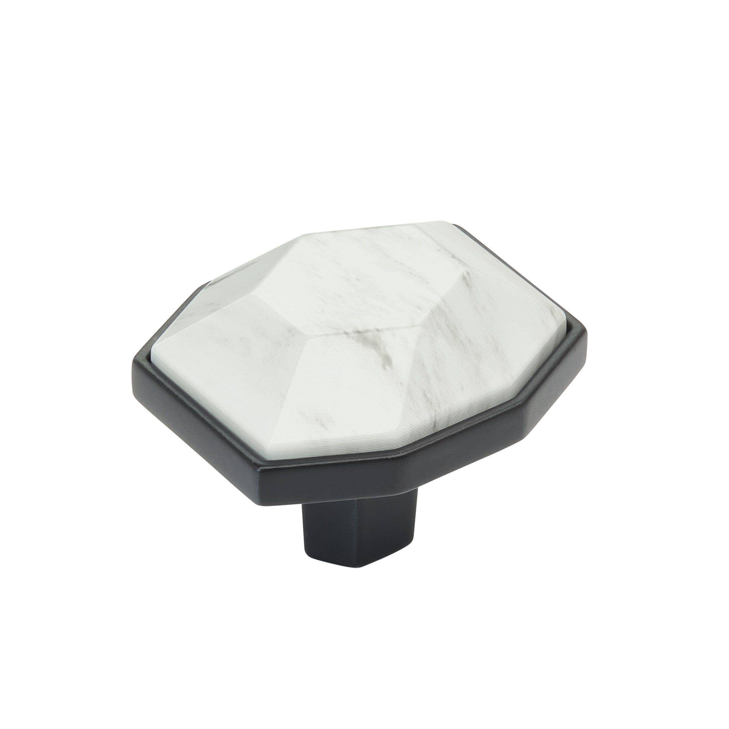Carrione 1-5/8 inch (41mm) Length Marble White/Black Bronze Cabinet Knob