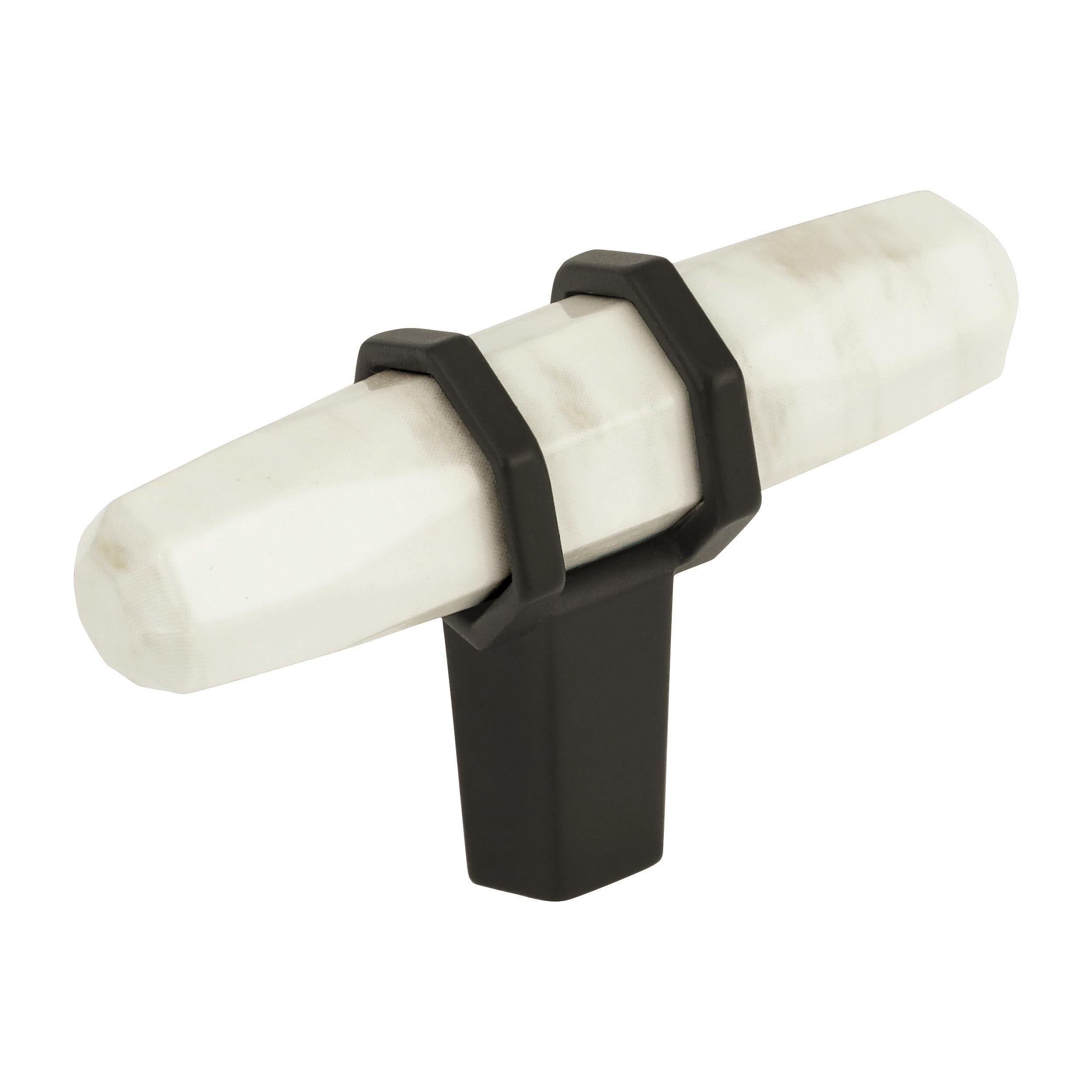 Carrione 2-1/2 inch (64mm) Length Marble White/Black Bronze Cabinet Knob