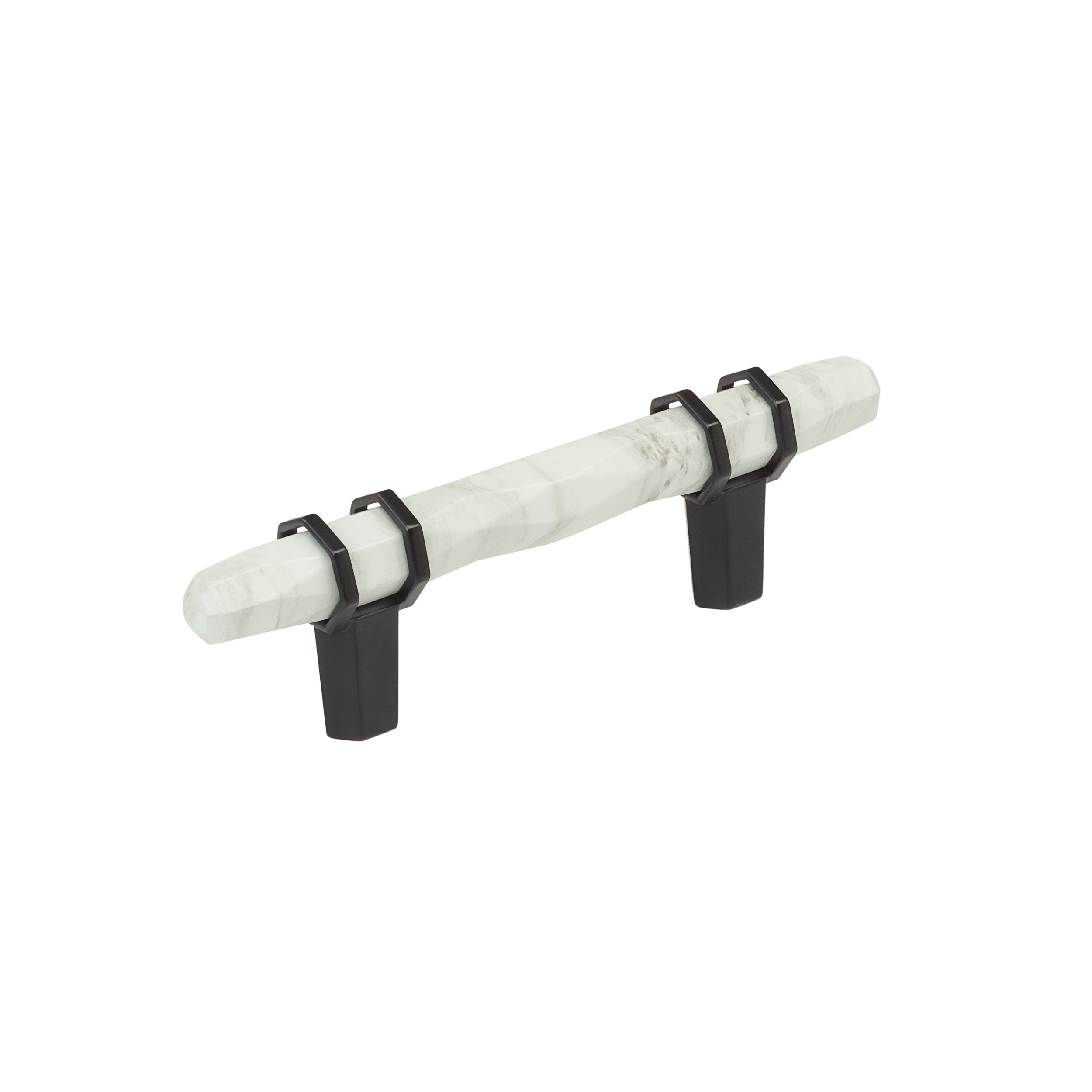 Carrione 3 inch (76mm) Center-to-Center Marble White/Black Bronze Cabinet Pull