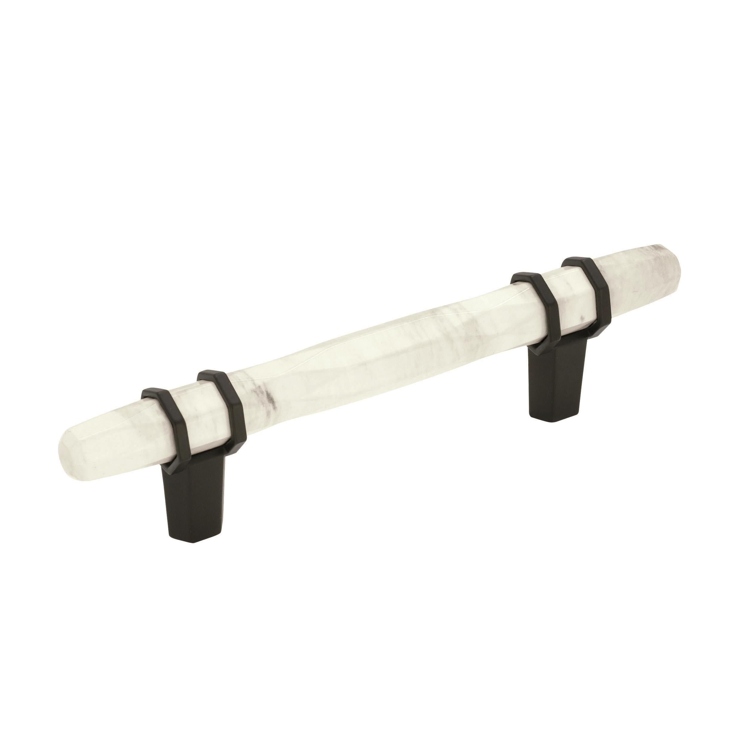 Carrione 3-3/4 inch (96mm) Center-to-Center Marble White/Black Bronze Cabinet Pull