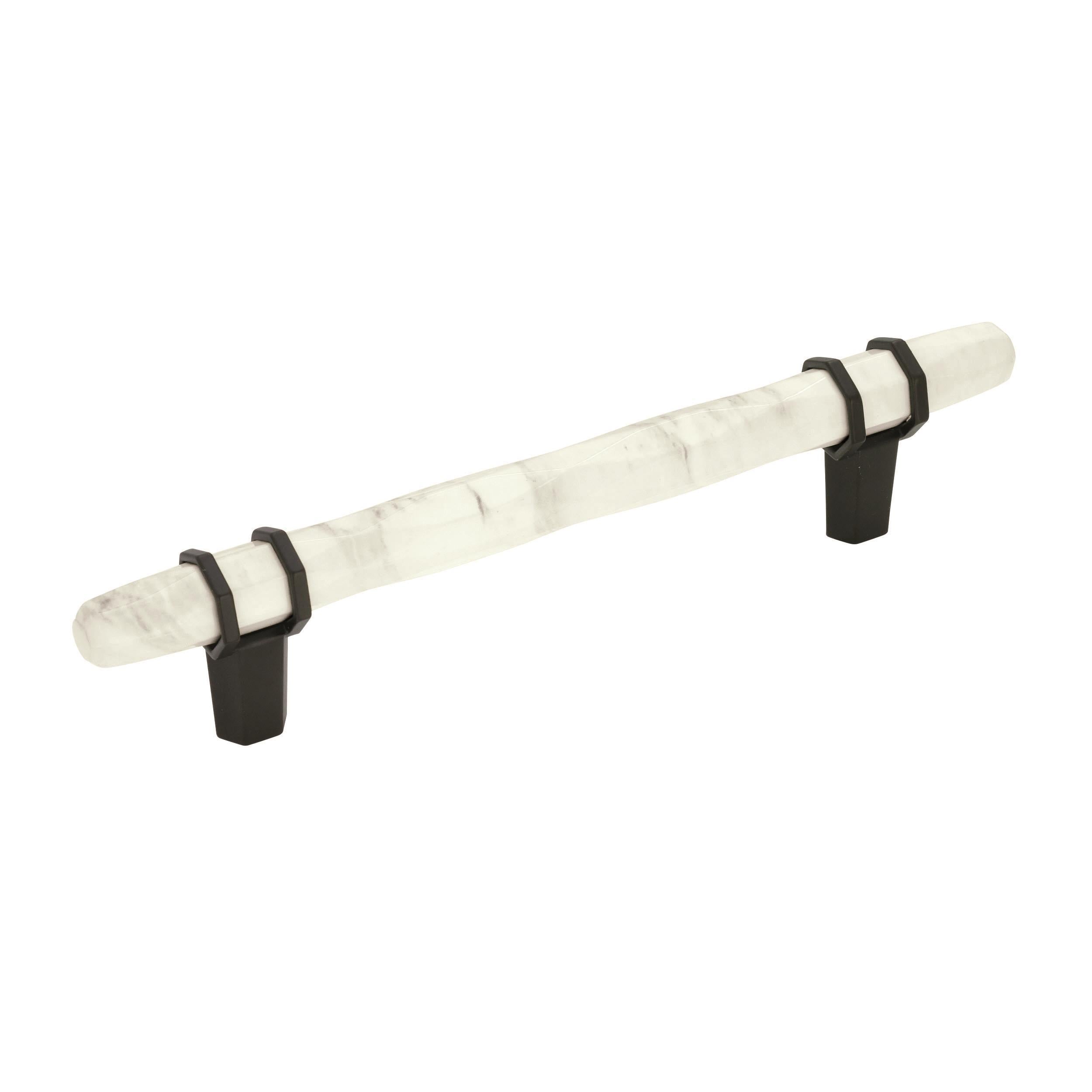 Carrione 5-1/16 inch (128mm) Center-to-Center Marble White/Black Bronze Cabinet Pull