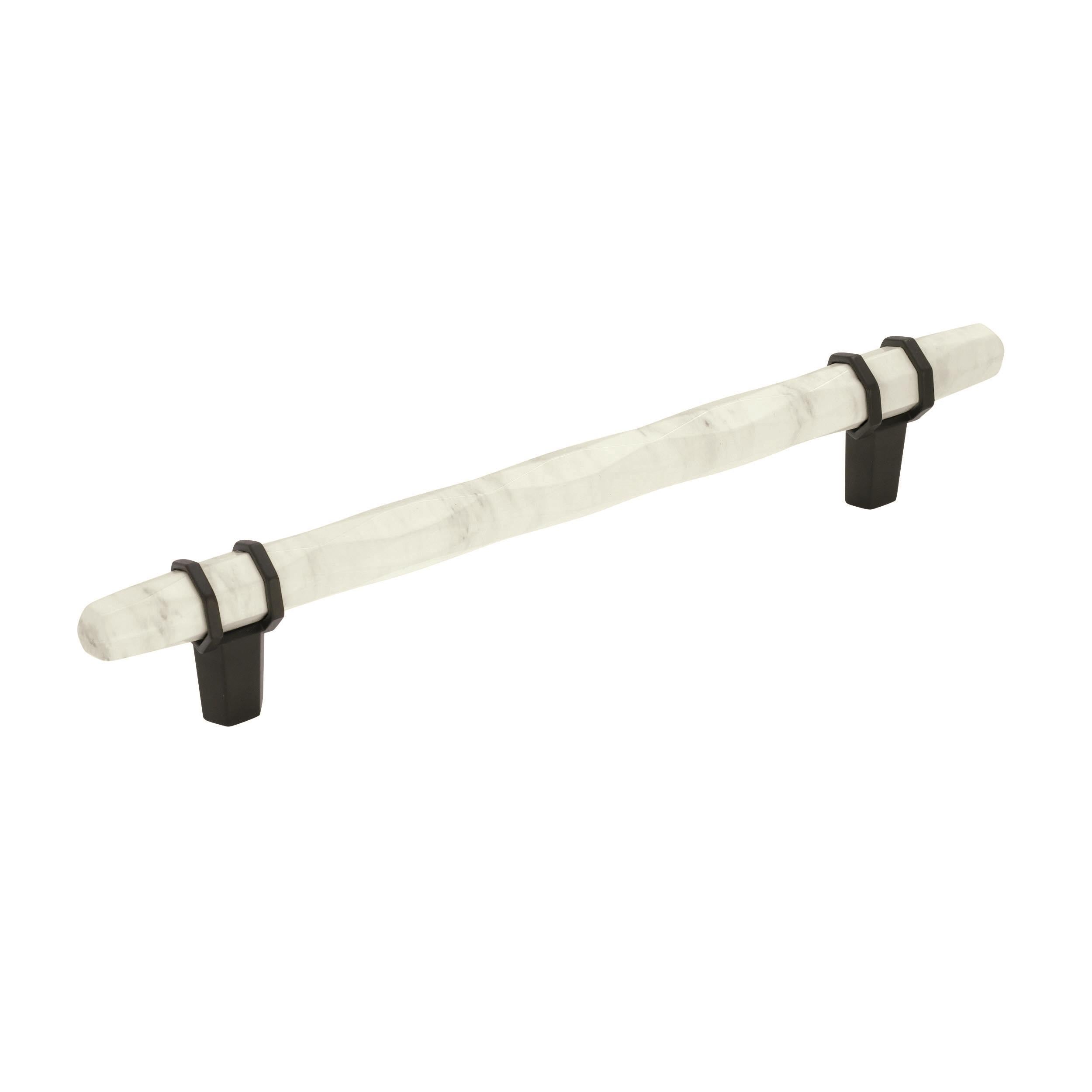 Carrione 6-5/16 inch (160mm) Center-to-Center Marble White/Black Bronze Cabinet Pull