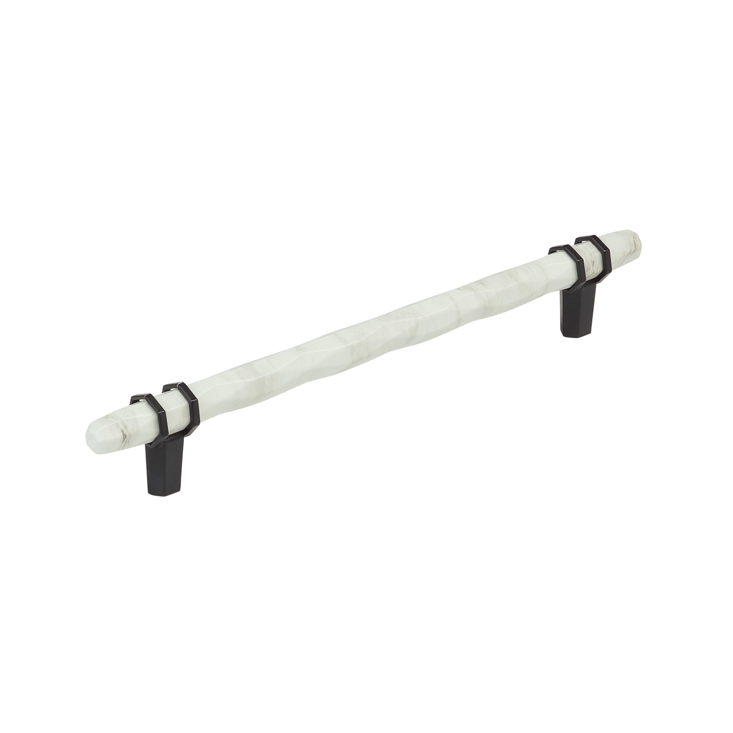 Carrione 8 inch (203mm) Center-to-Center Marble White/Black Bronze Cabinet Pull