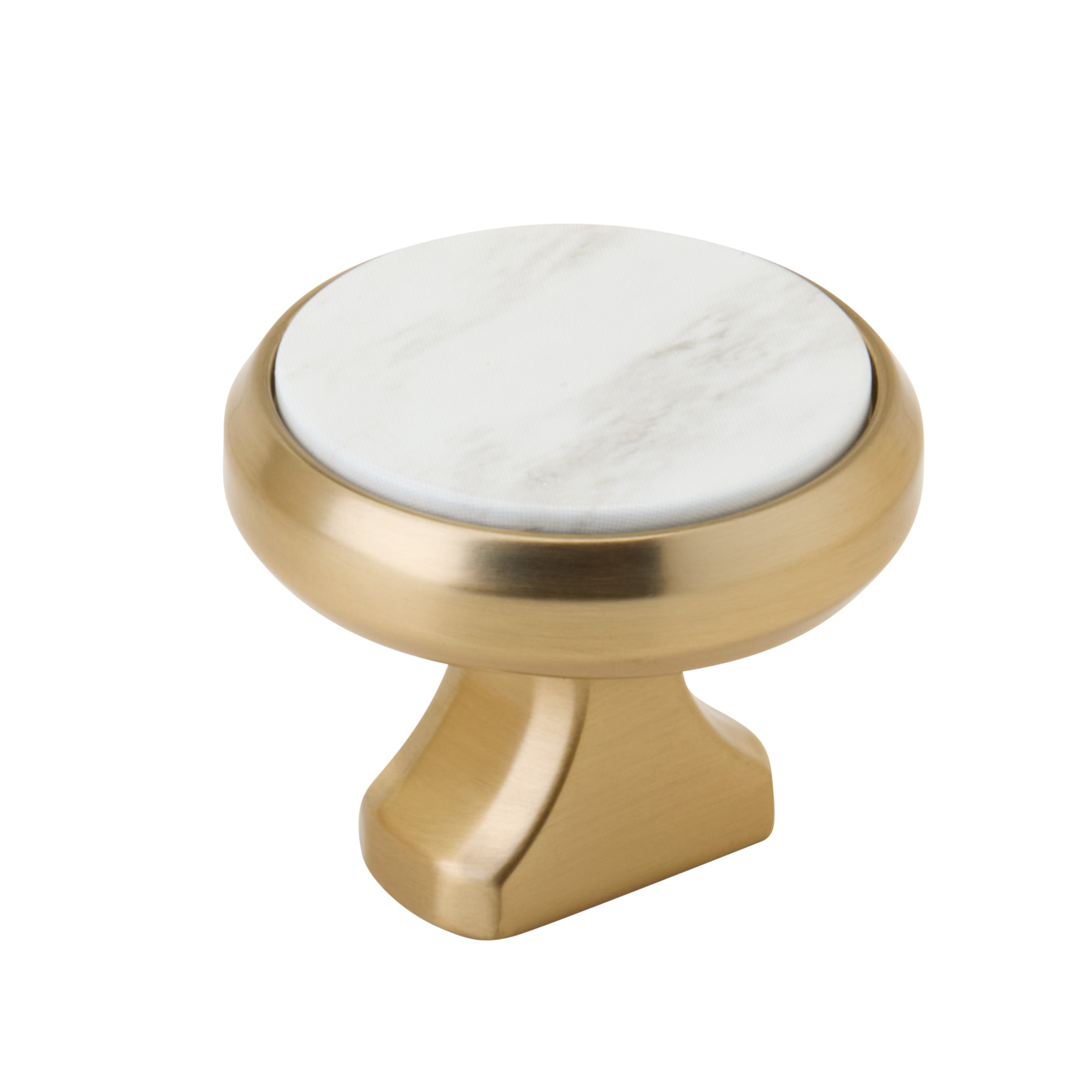 Posh 1-3/8 inch (35mm) Diameter Champagne Bronze/Marble White Cabinet Knob