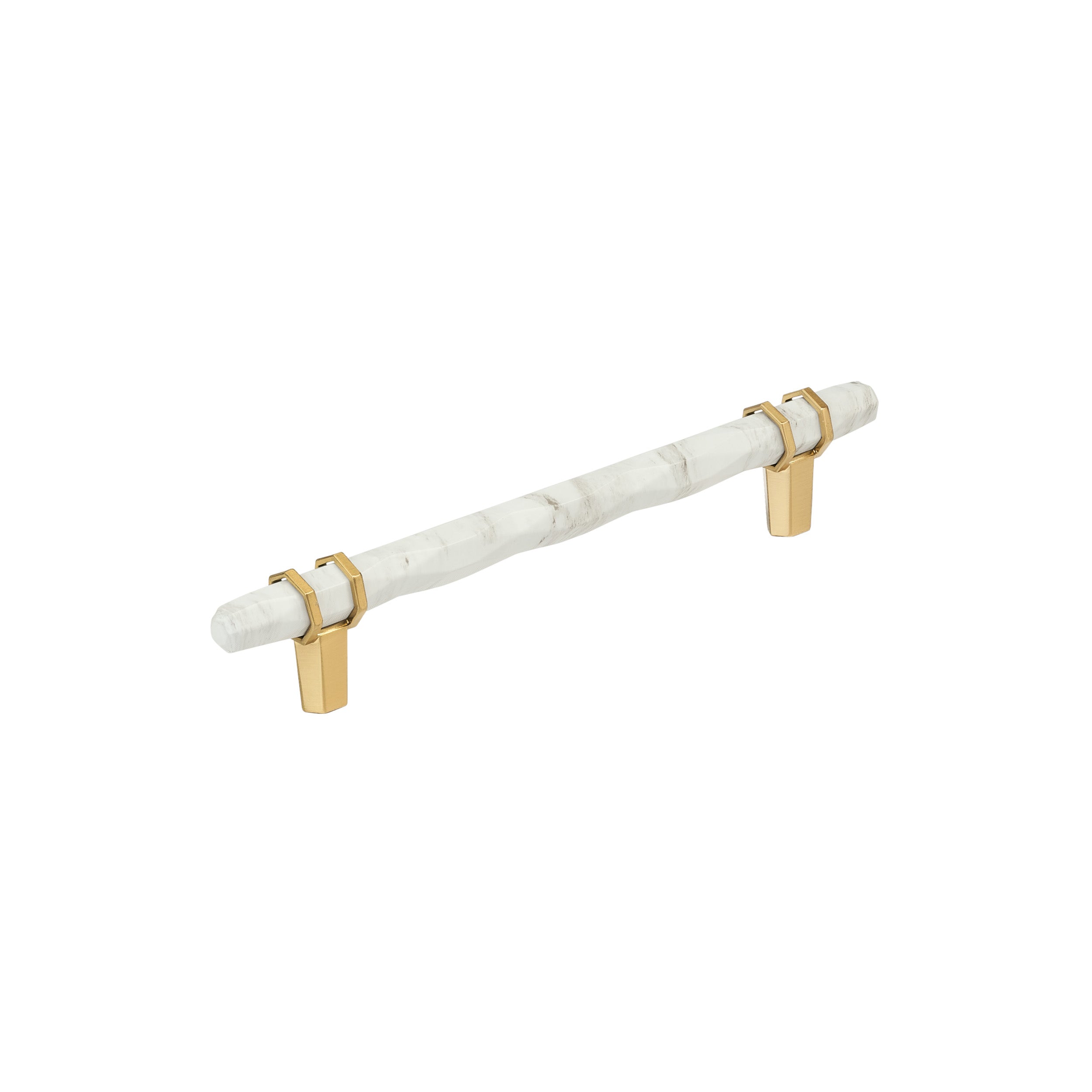Carrione 6-5/16 inch (160mm) Center-to-Center Marble White/Champagne Bronze Cabinet Pull